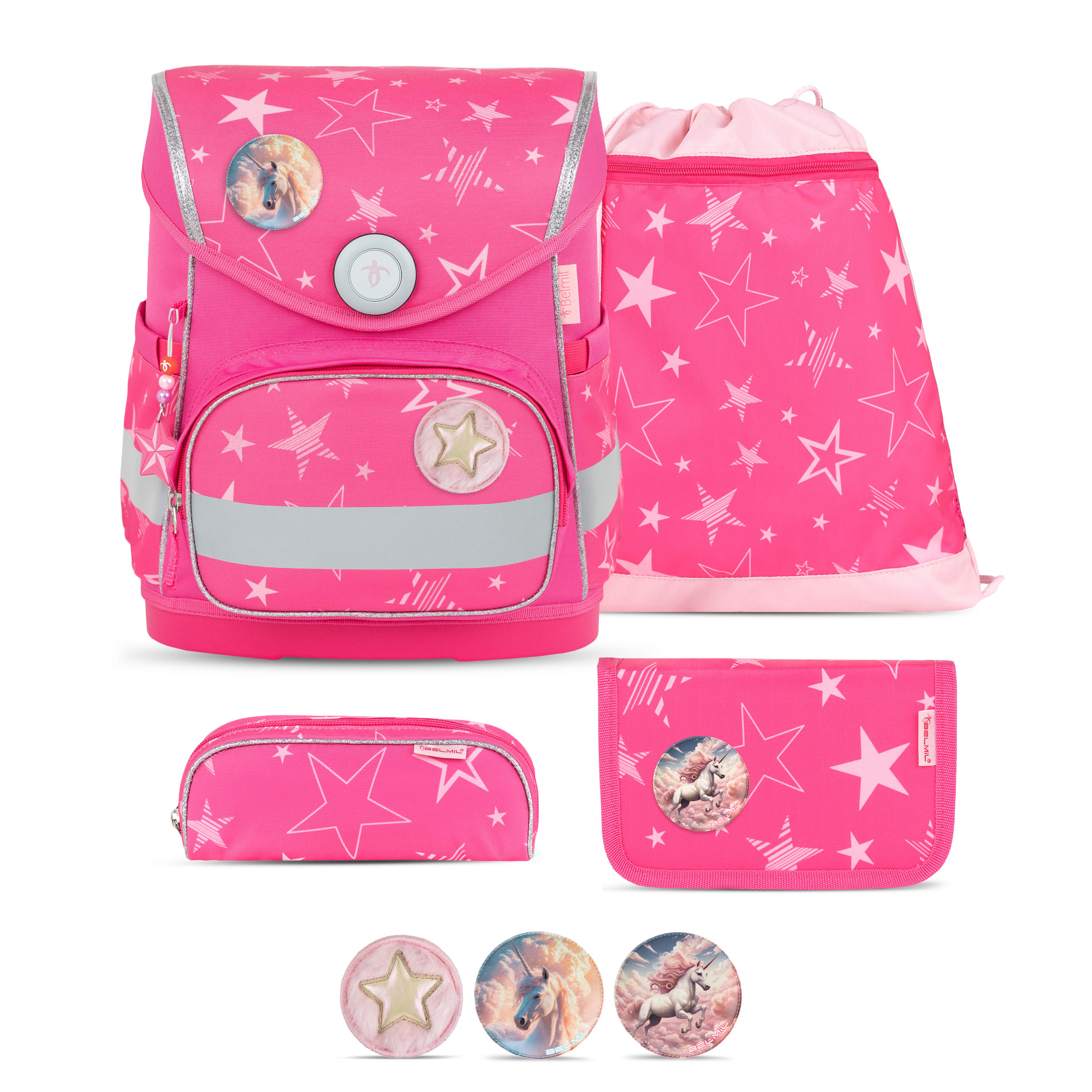 Belmil Compact ergonomisches Schulranzen-Set 5-teilig "Starry Magic"