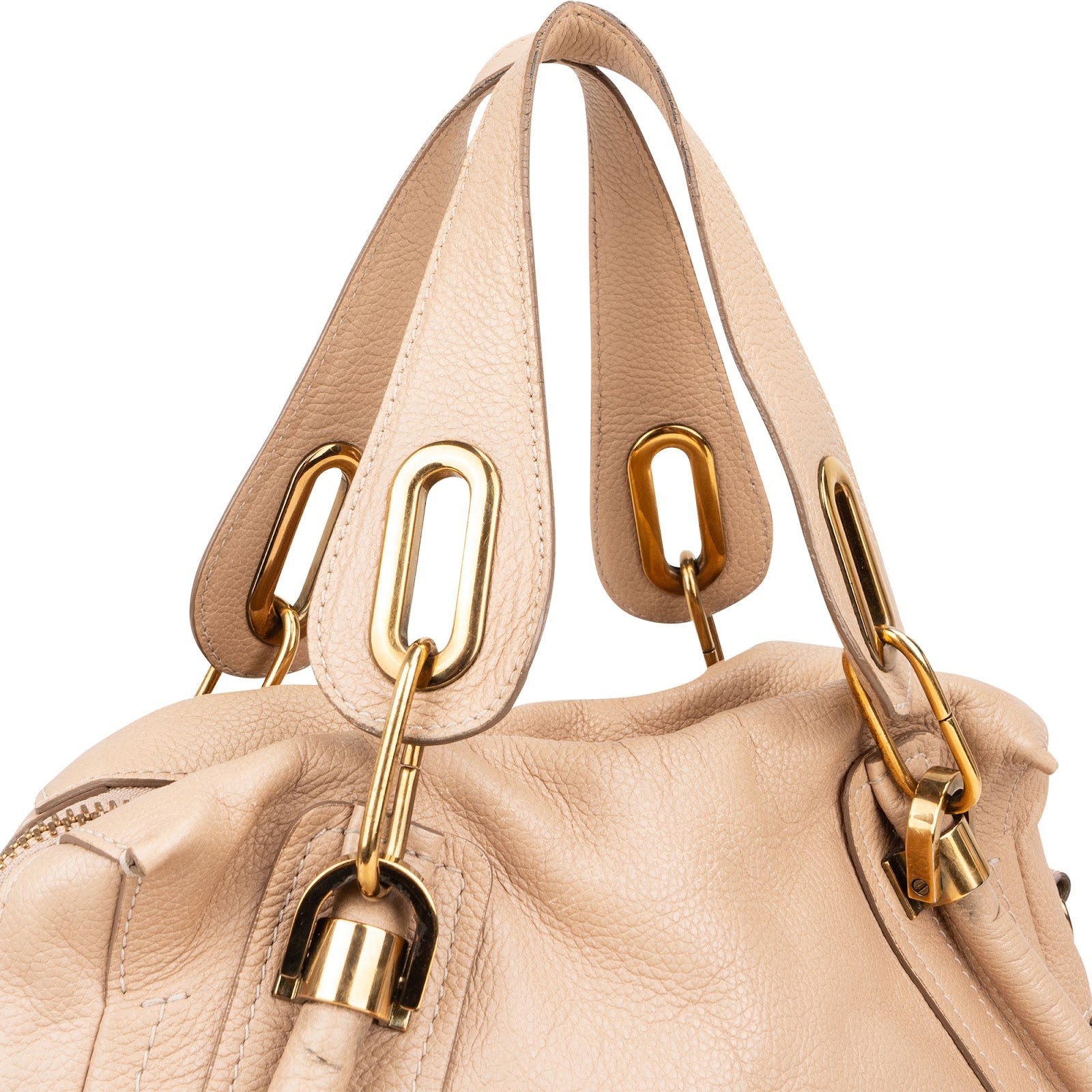 Chloé Beige Pebbled Leather Paraty Handbag