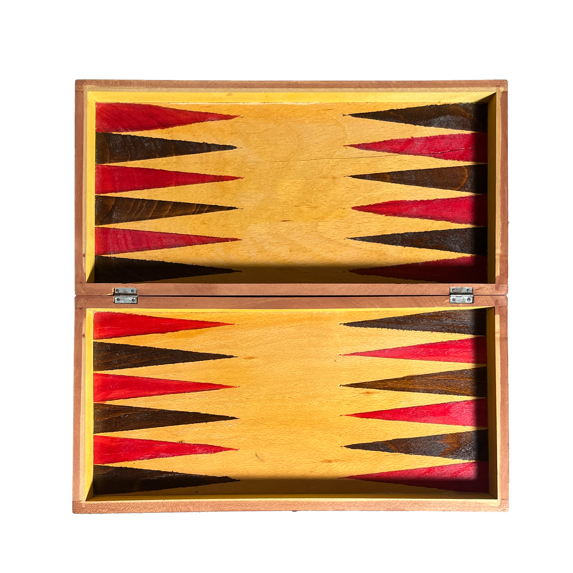 Schachbrett / Backgammon aus Holz mit Figuren - Vintage