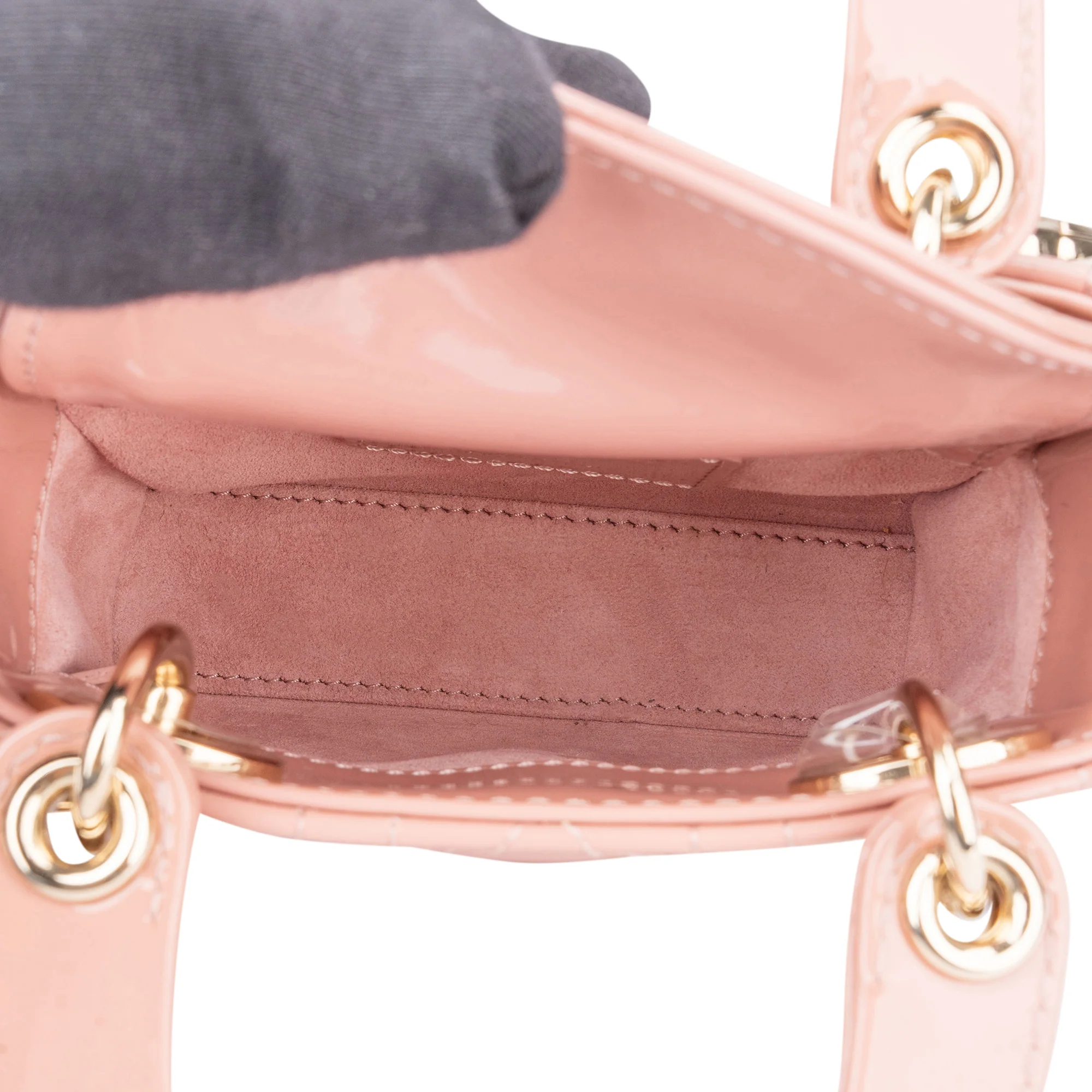 Christian Dior Quilted Patent Leather Micro Lady Dior Handbag