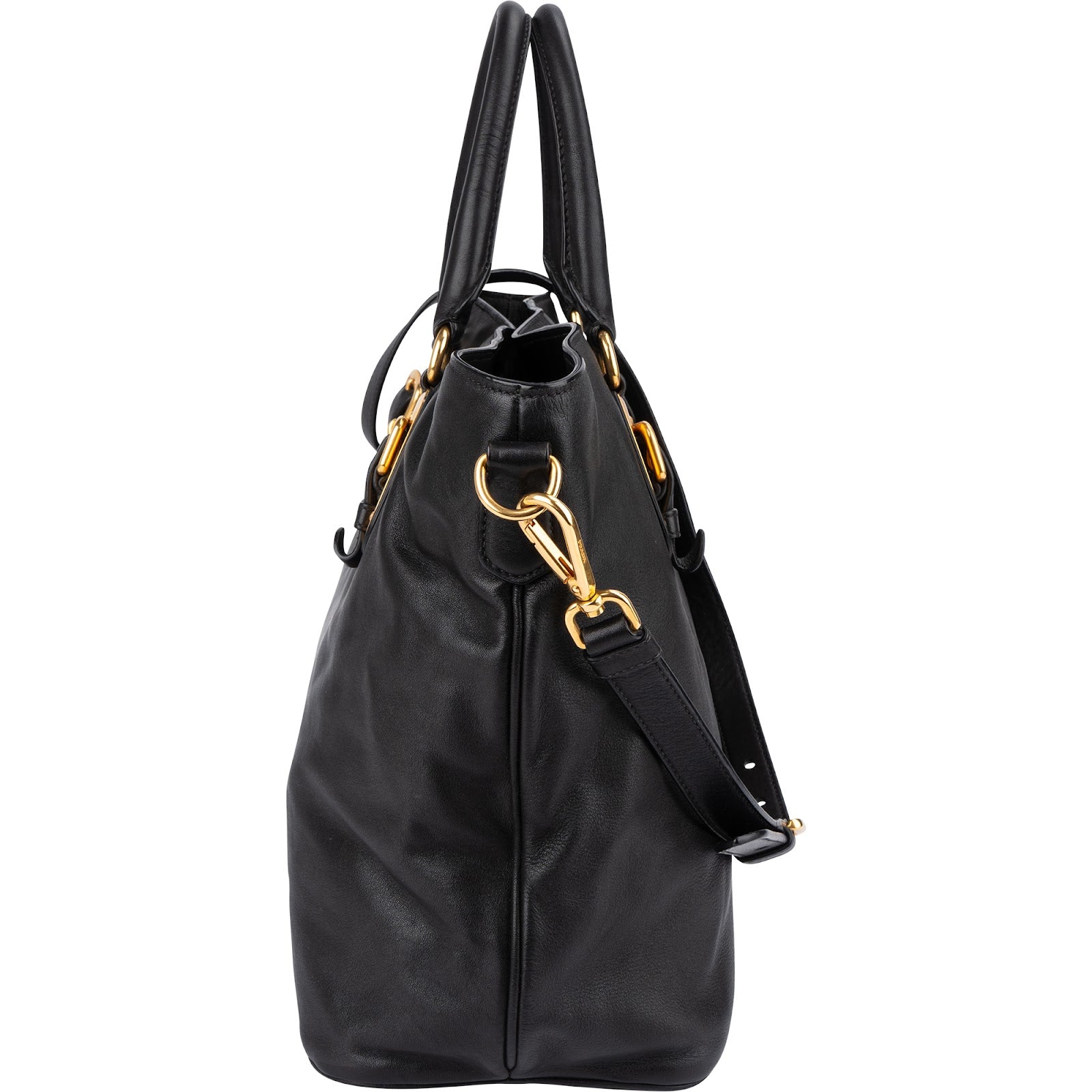 Prada - Calfskin Buckle Tote Shoulder Bag