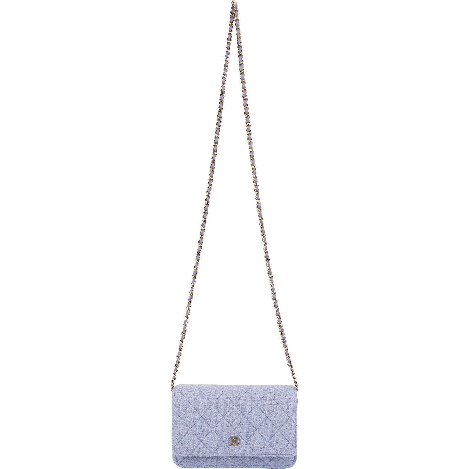 Chanel Quilted Tweed Wallet on Chain Crossbody Bag