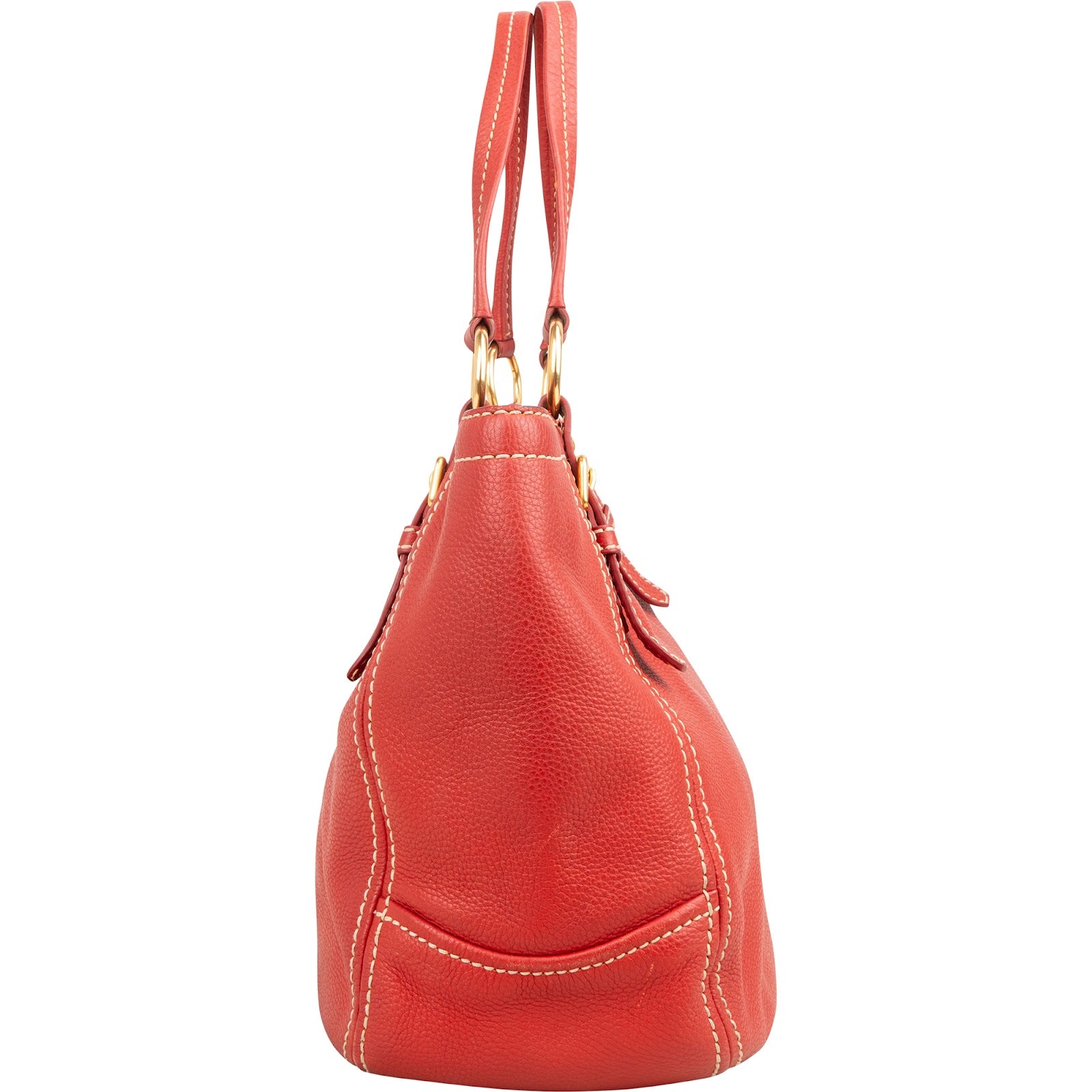 Prada Red Vitello Daino Hobo Shoulder Bag