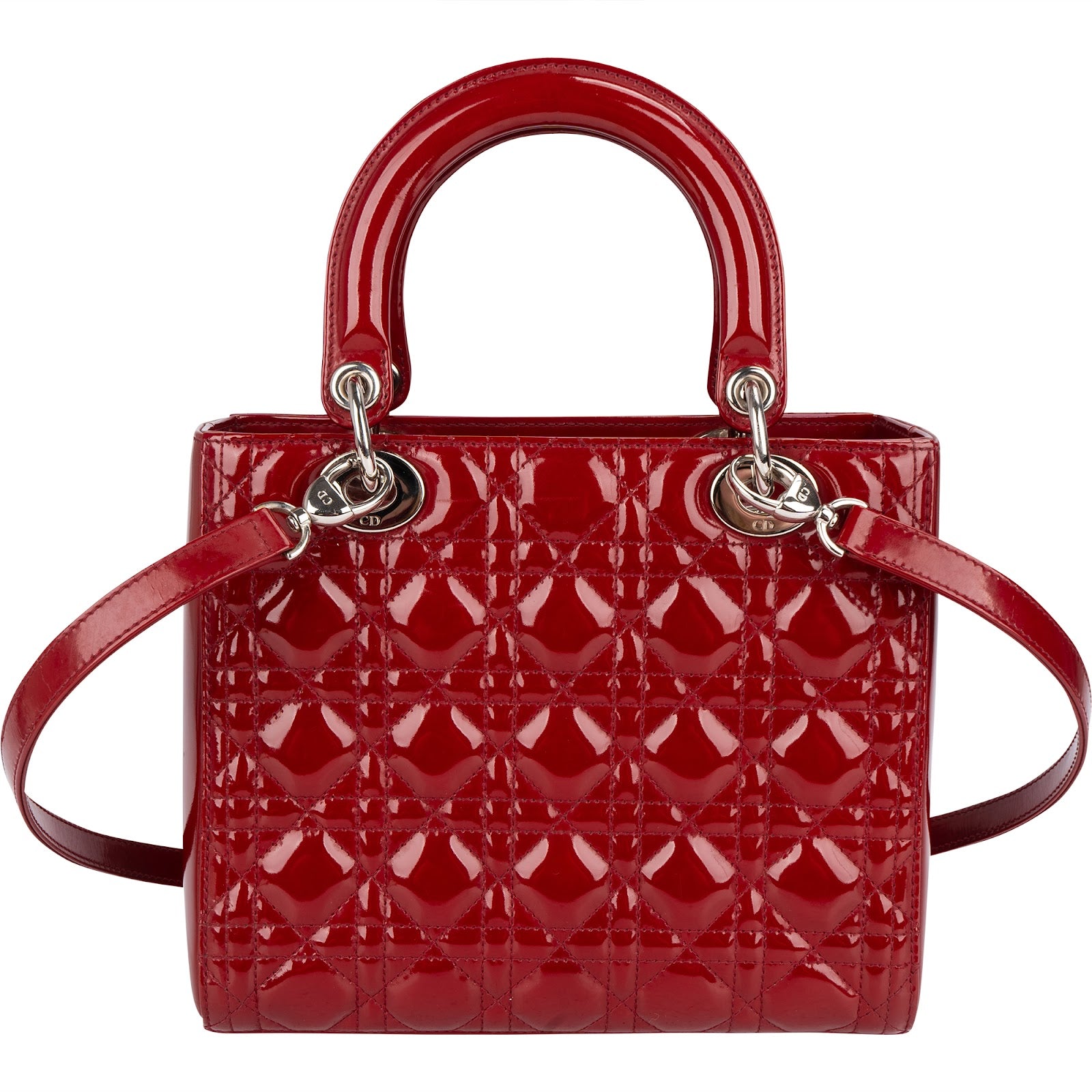 Christian Dior Quilted Patent Leather Lady Dior Handbag