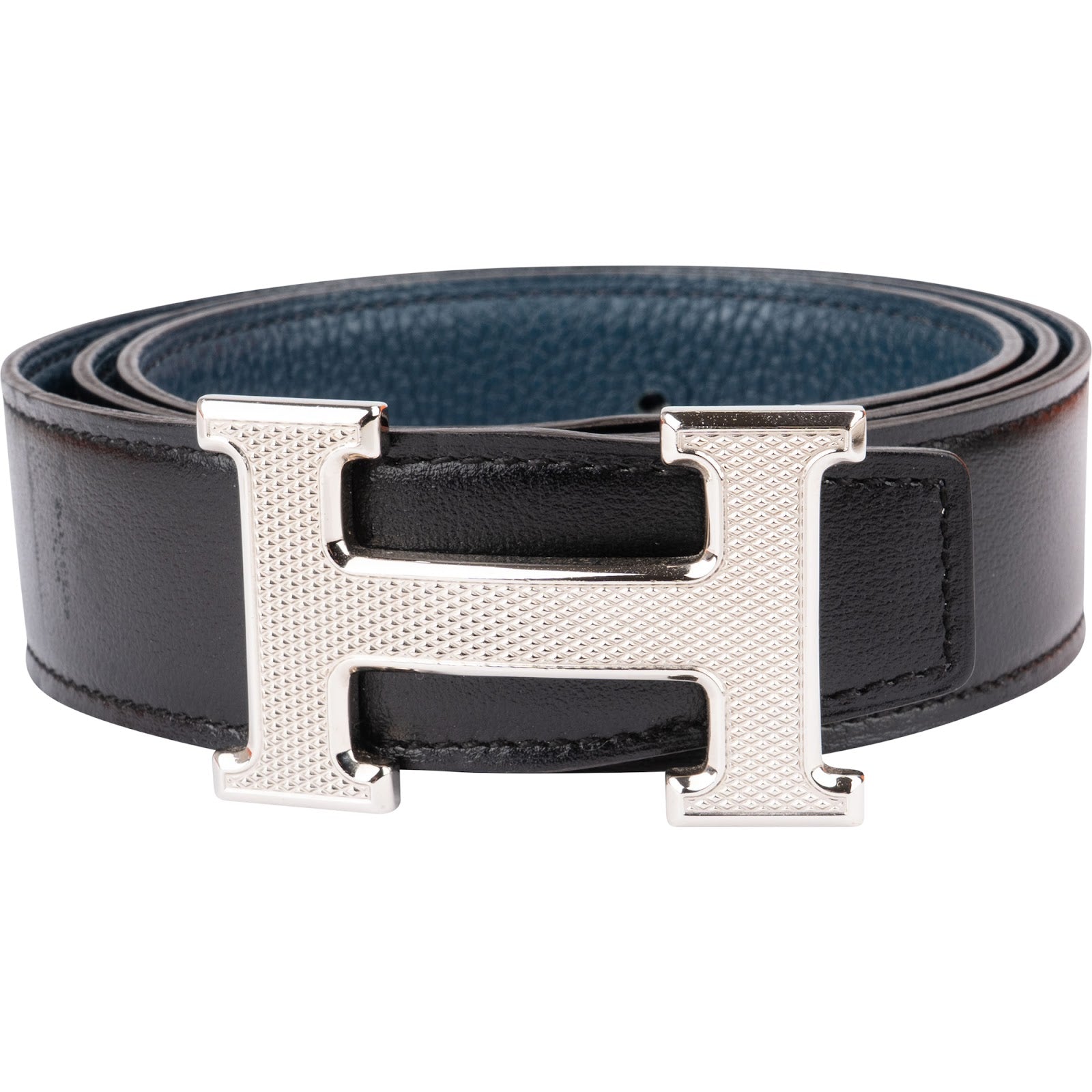 Hermès - Multicolor Leather Guillochee H Reversible Belt (85)