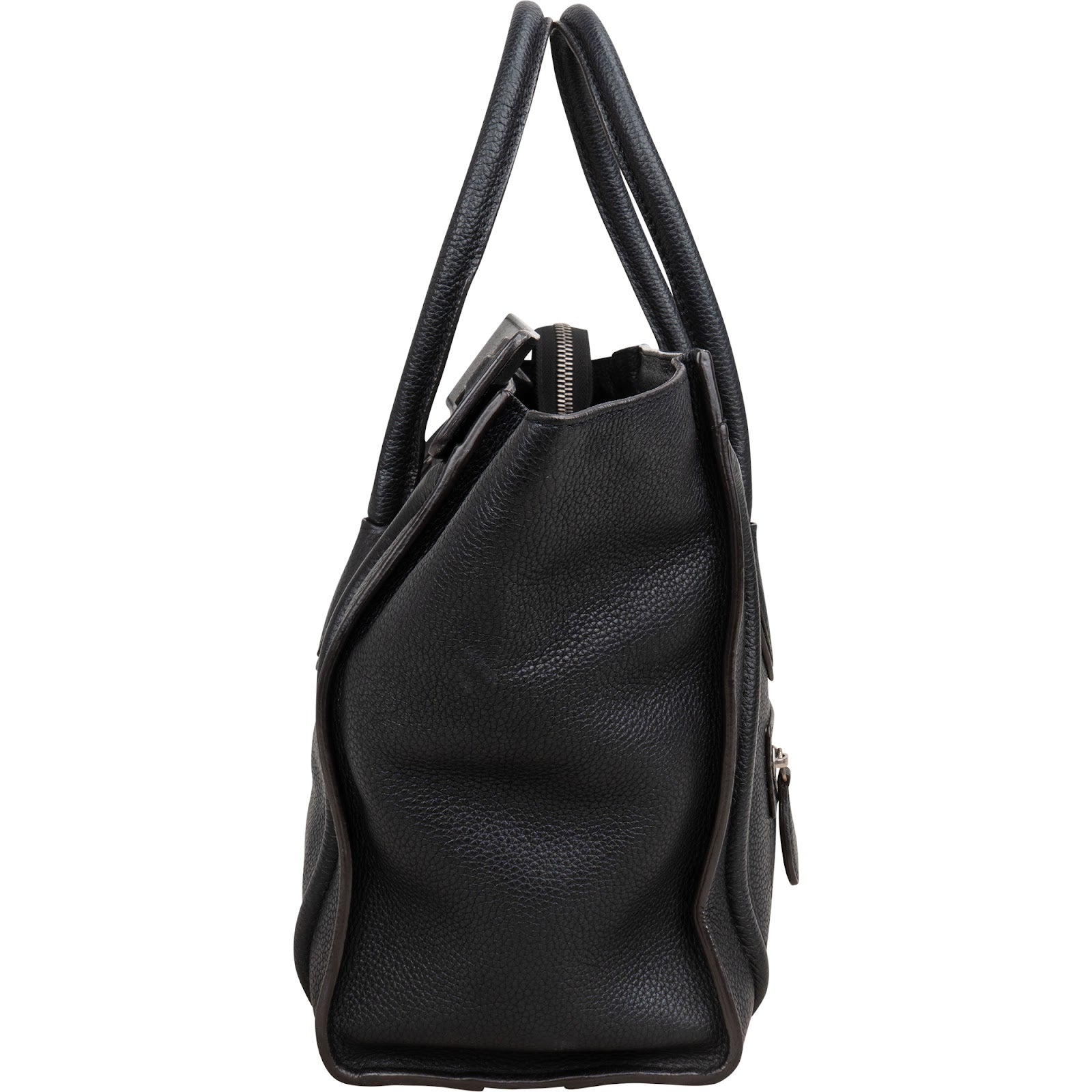 Céline Black Grained Leather Luggage Handbag