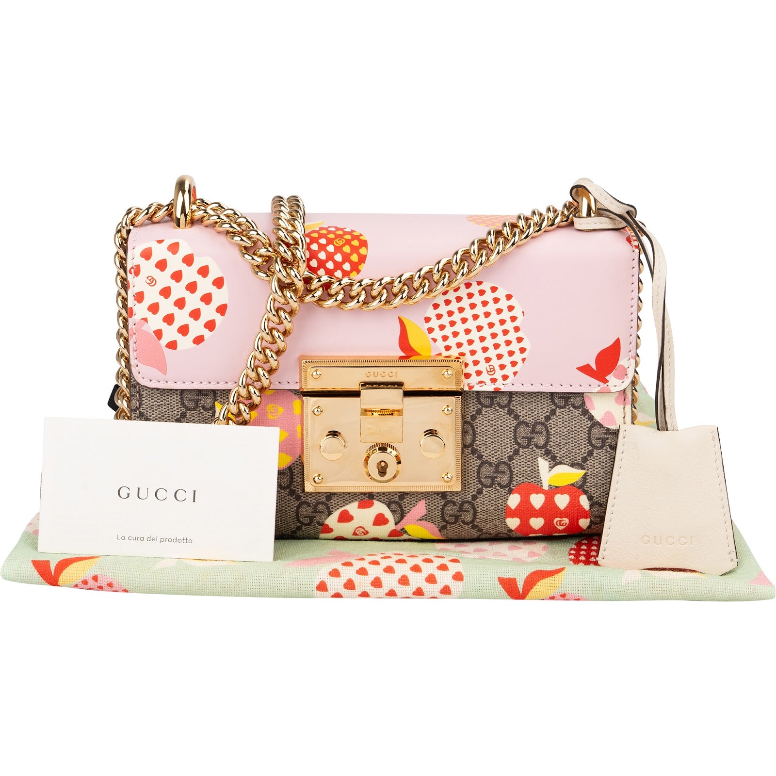 Gucci Monogram GG Supreme Apple Print Padlock Small Shoulder Bag