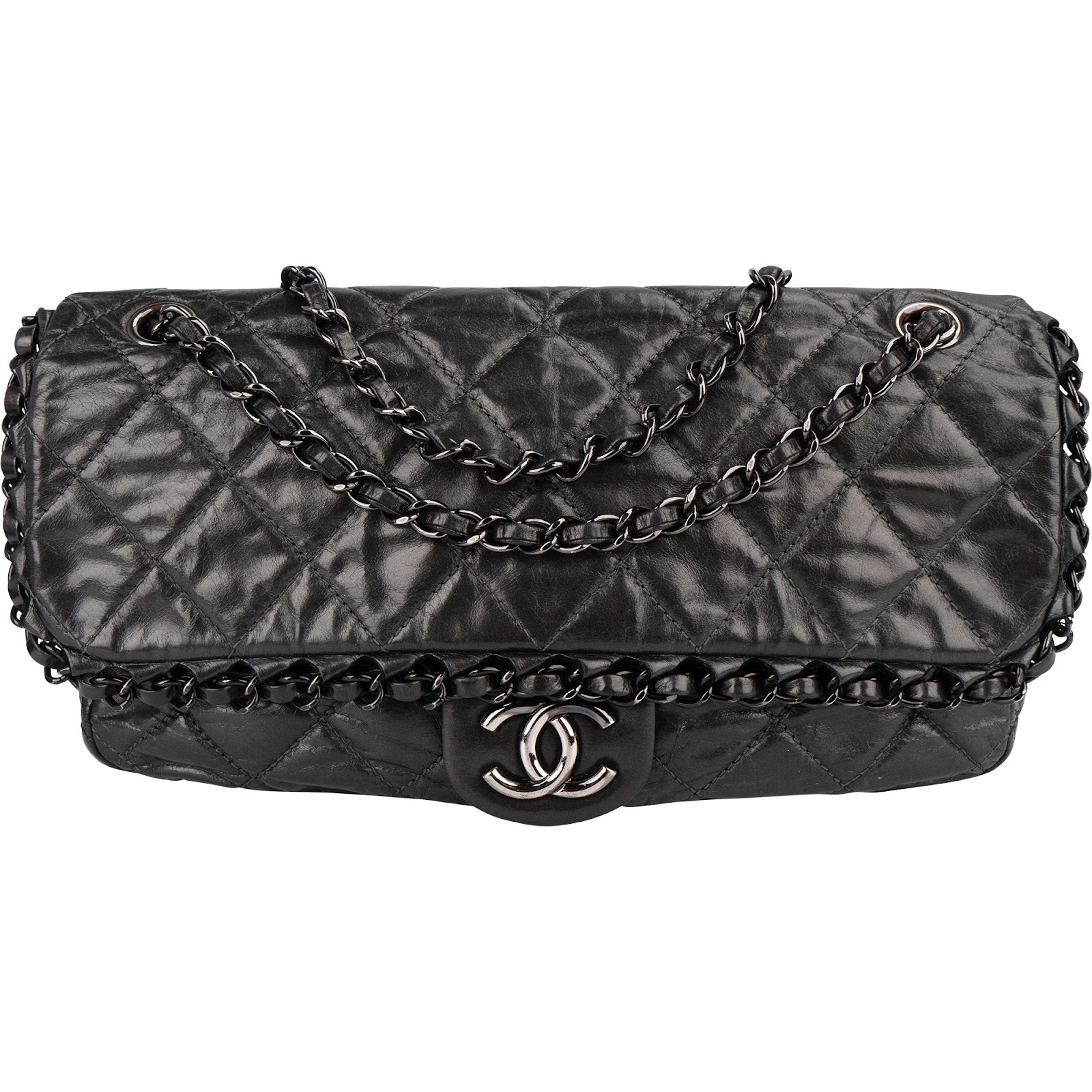 Sac à bandoulière Chanel « Chain Me East West » à rabat unique, en cuir de veau matelassé