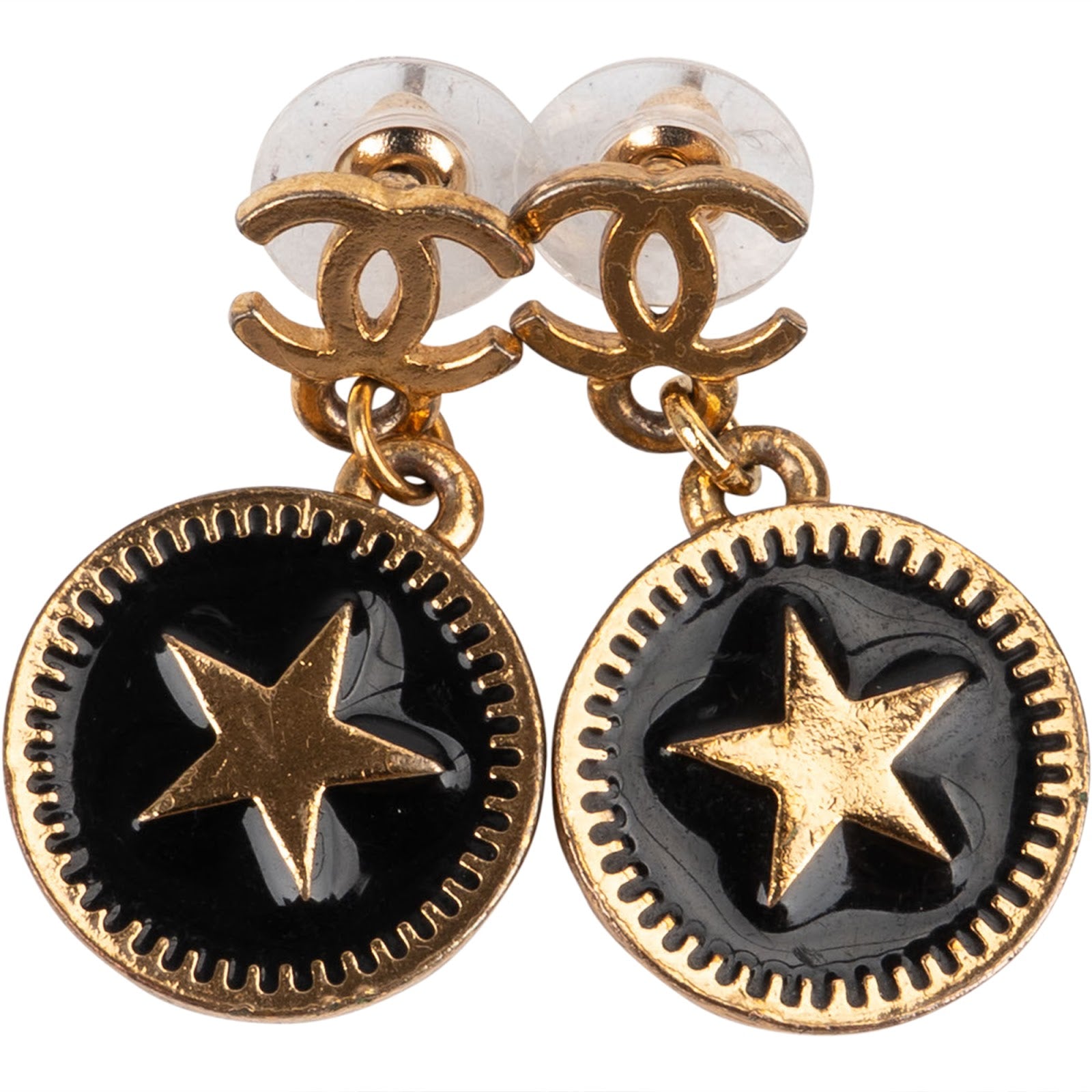 Chanel CC Star Dangle Earrings