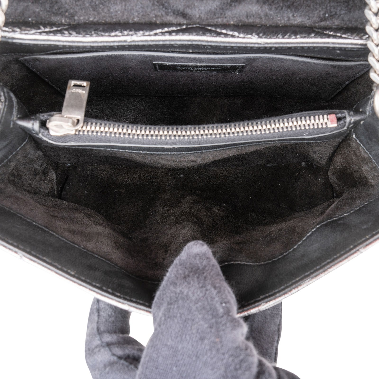 Yves Saint Laurent – Loulou Metallic Crinkled Matelassé Leather Crossbody Bag