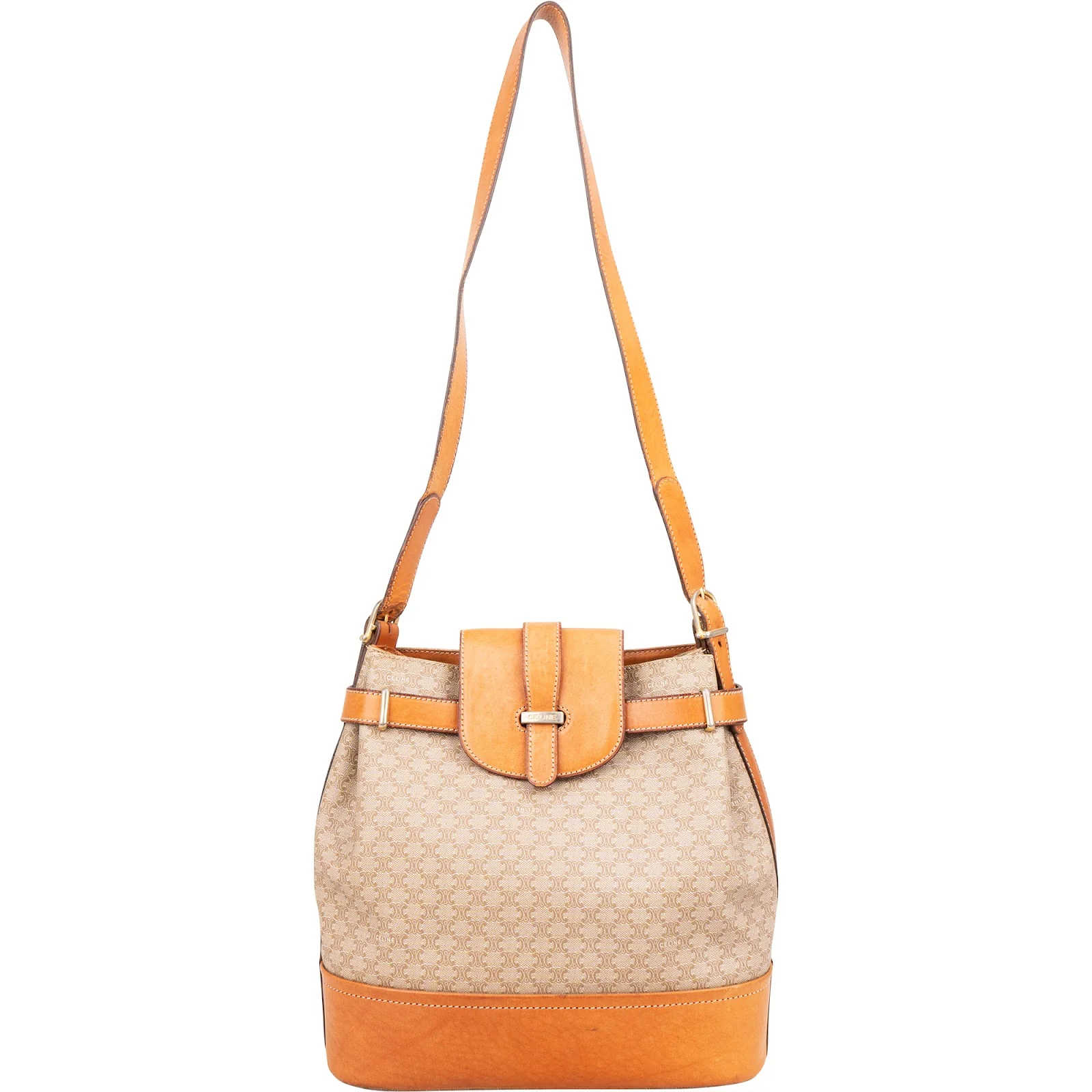 Celine Macadam Monogram Buckle Bucket Shoulder Bag