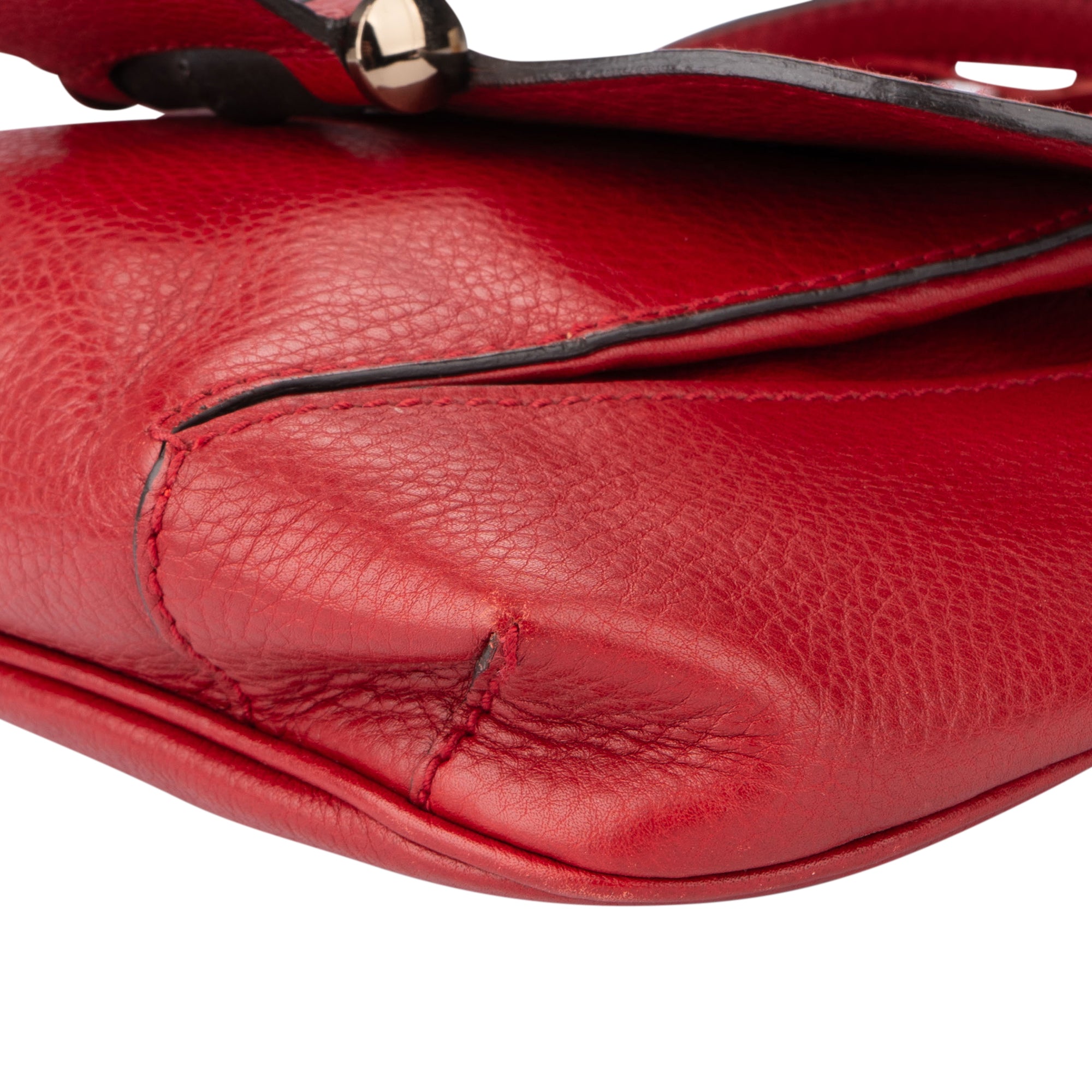 Gucci Red Leather Bamboo Crossbody Bag