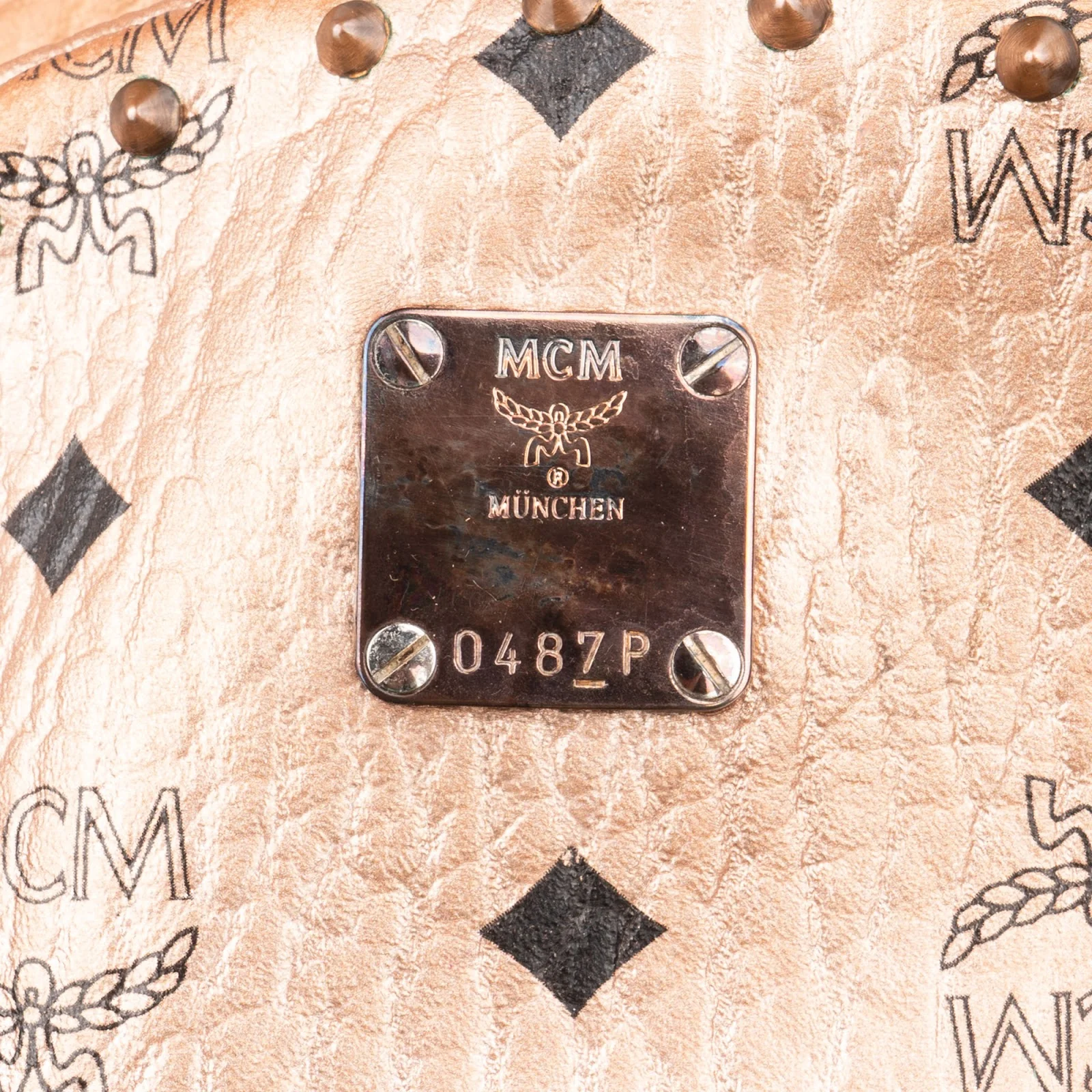 MCM Visetos Monogram Metallic Stark Studded Backpack