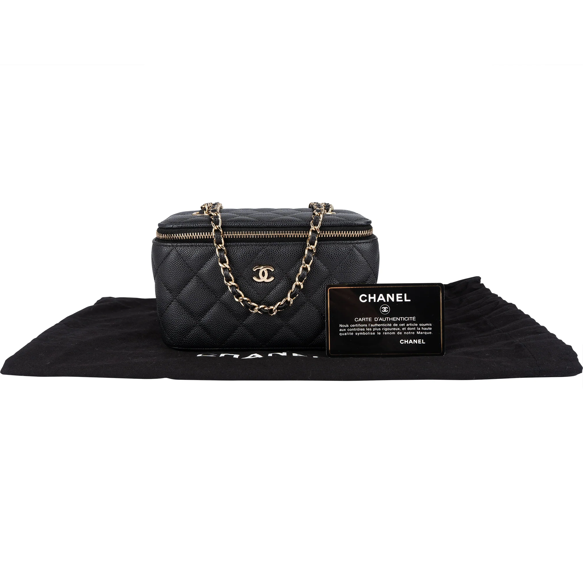Chanel Quilted Caviar Leather Vanity Case Crossbody Bag
