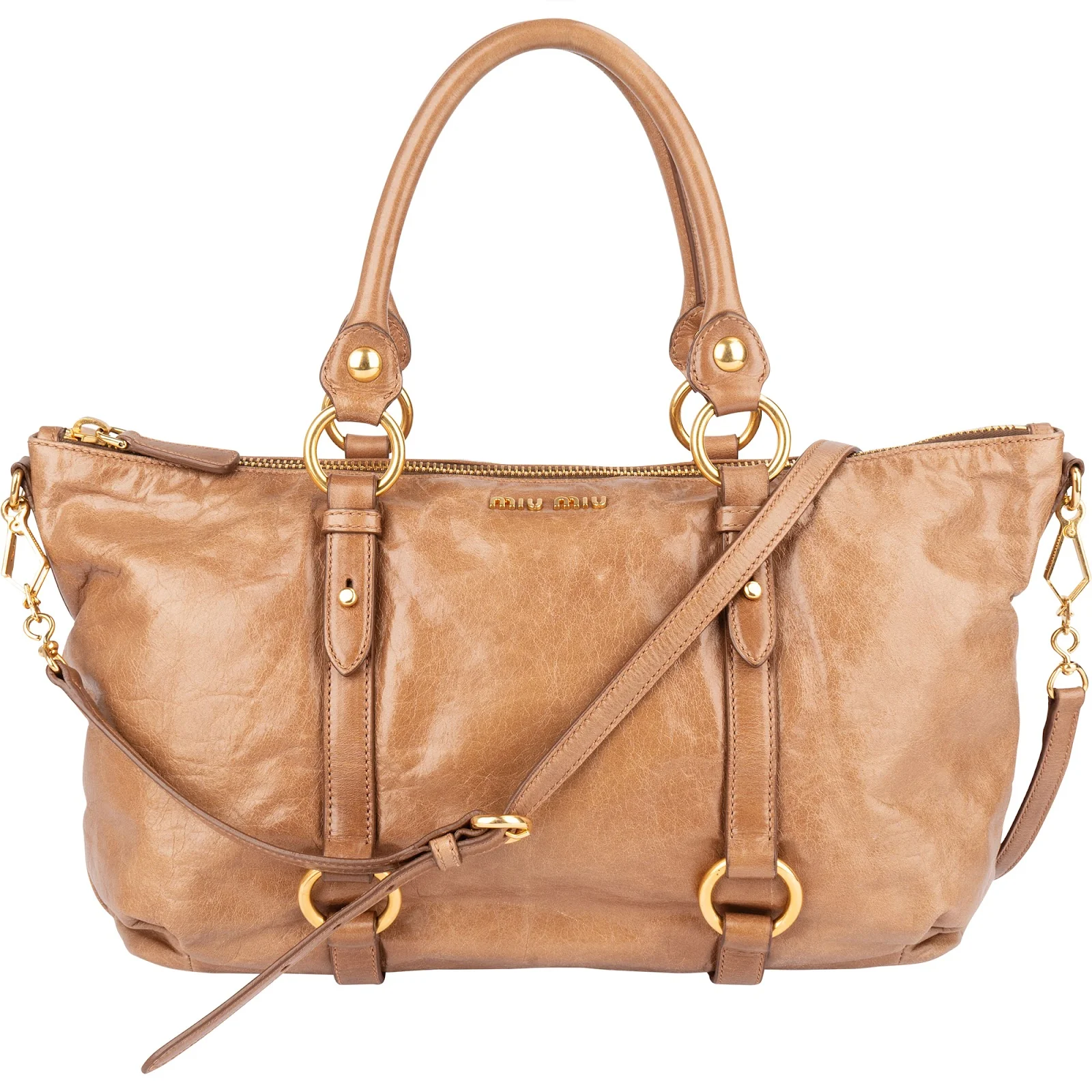Miu Miu Vitello Lux Leather Satchel Handbag