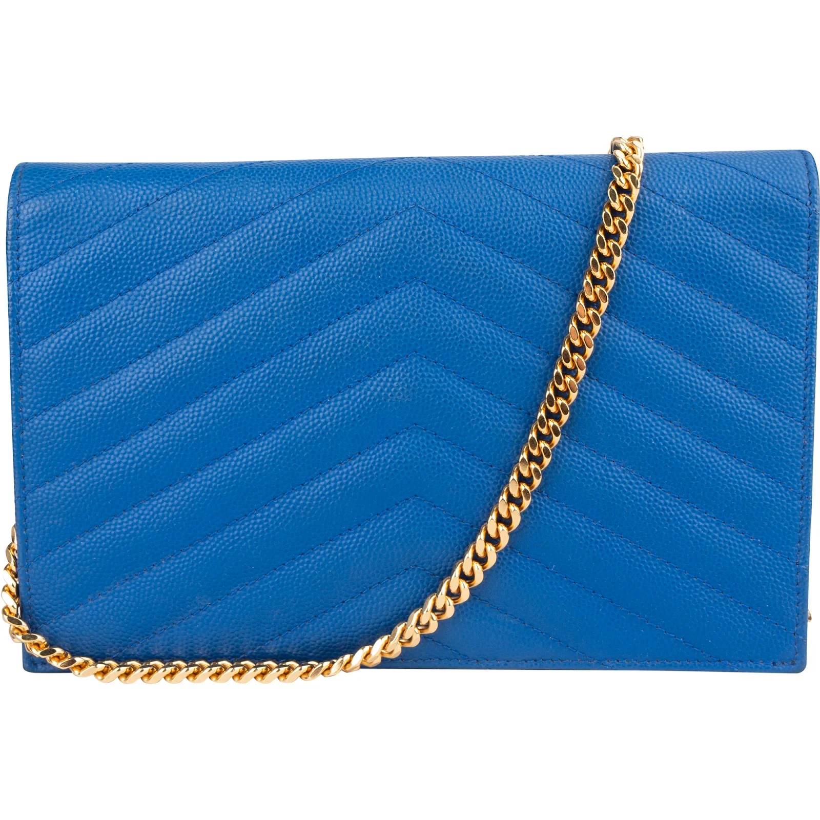 Saint Laurent Chevron Grain de Poudre Wallet On Chain Crossbody Bag