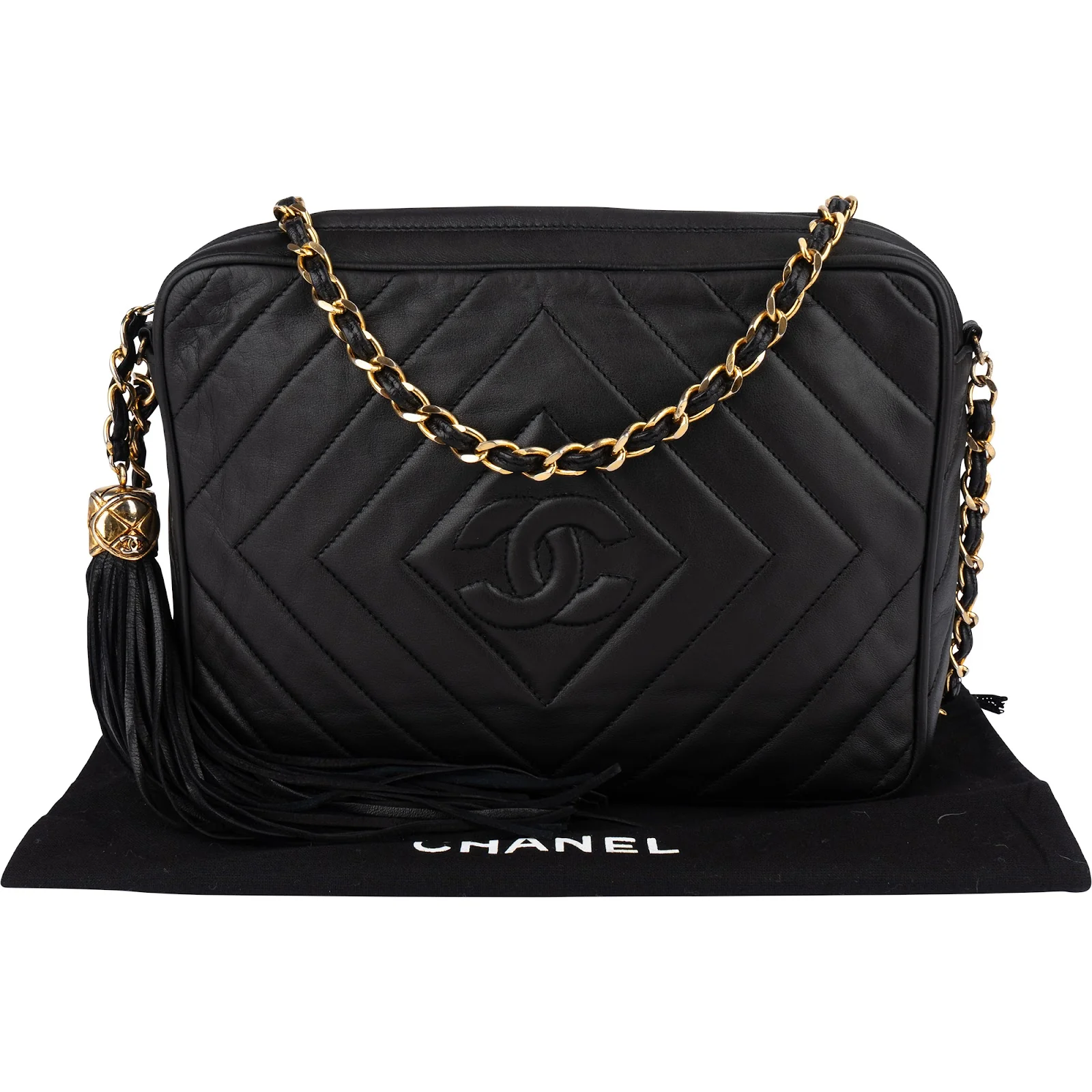 Chanel Quilted Lambskin Chevron Camera Crossbody Bag