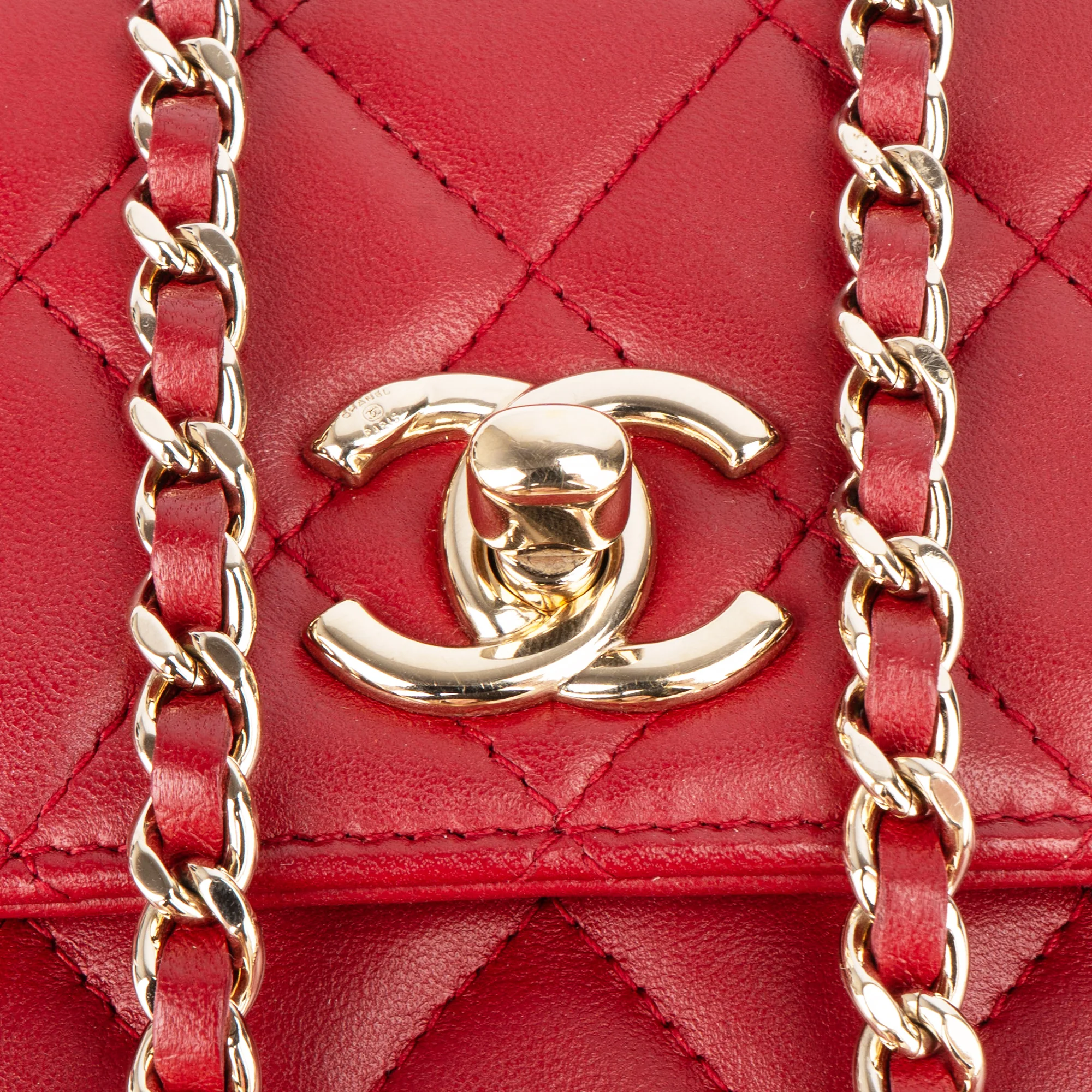 Chanel Quilted Lambskin On Chain Single Flap Crossbody Bag