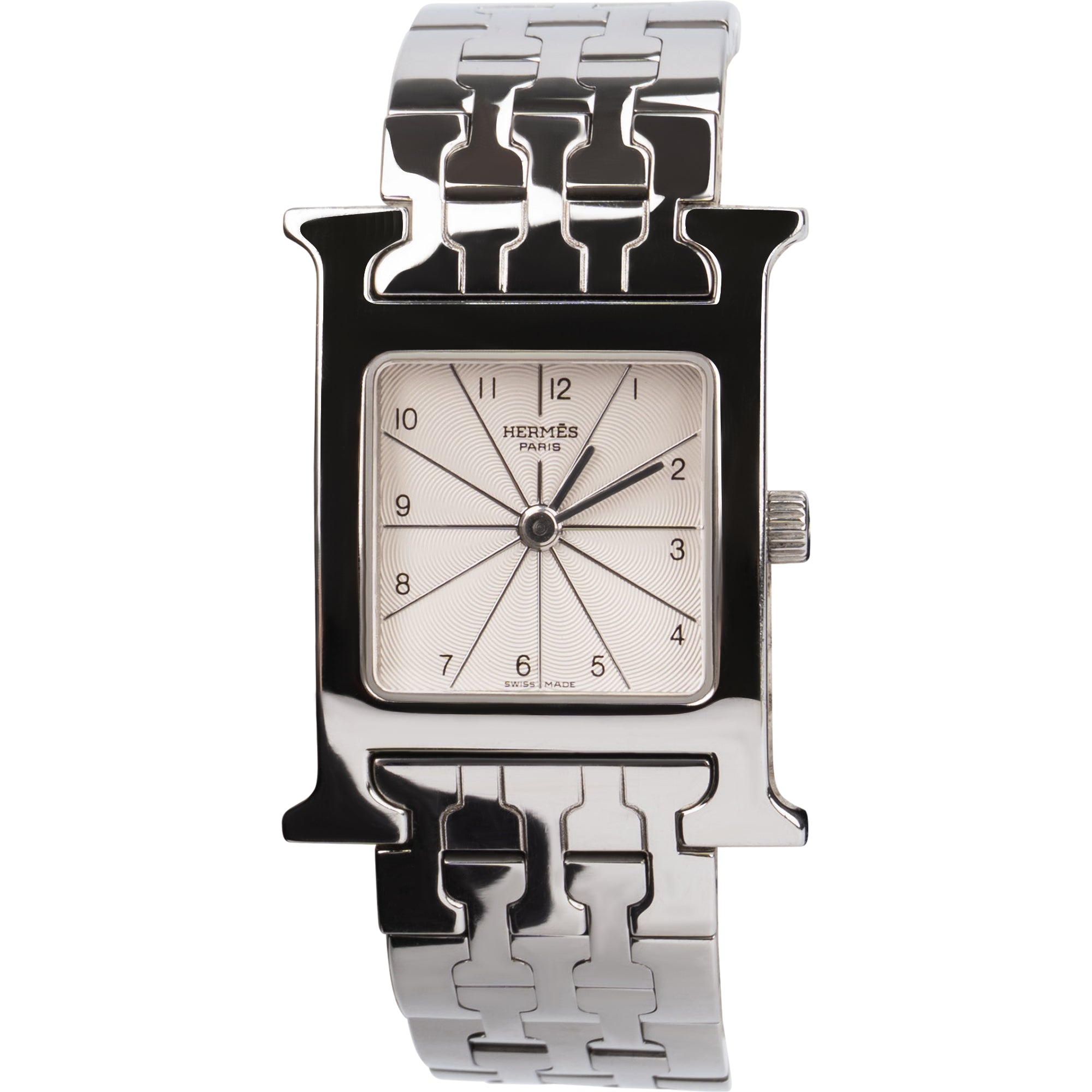 Hermès Silver Tone Heure H Damenuhr HH1.210