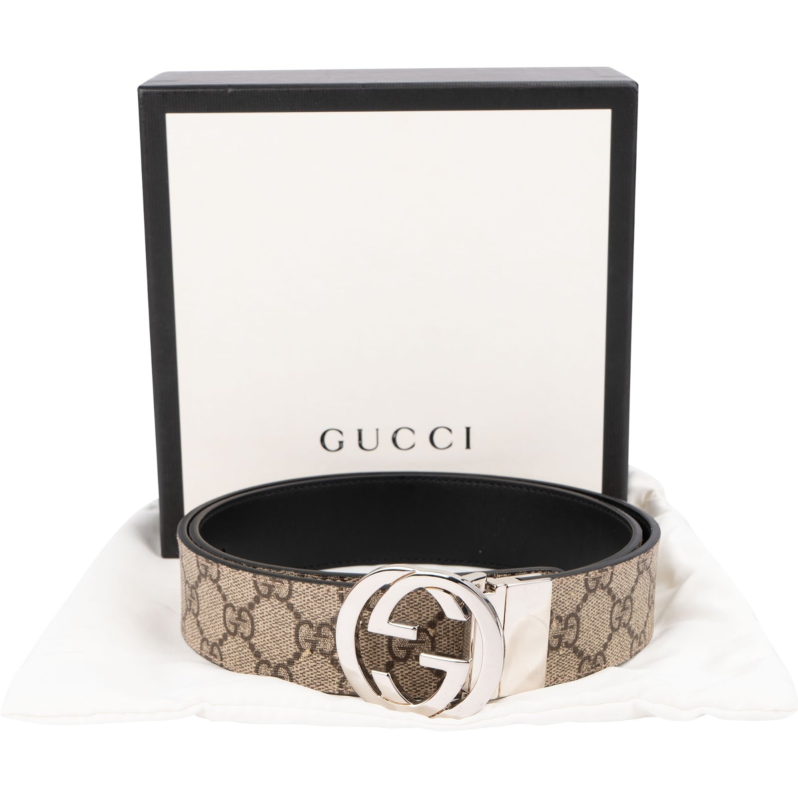 Gucci Monogram GG Supreme Interlocking G Reversible Belt (90 / 36)