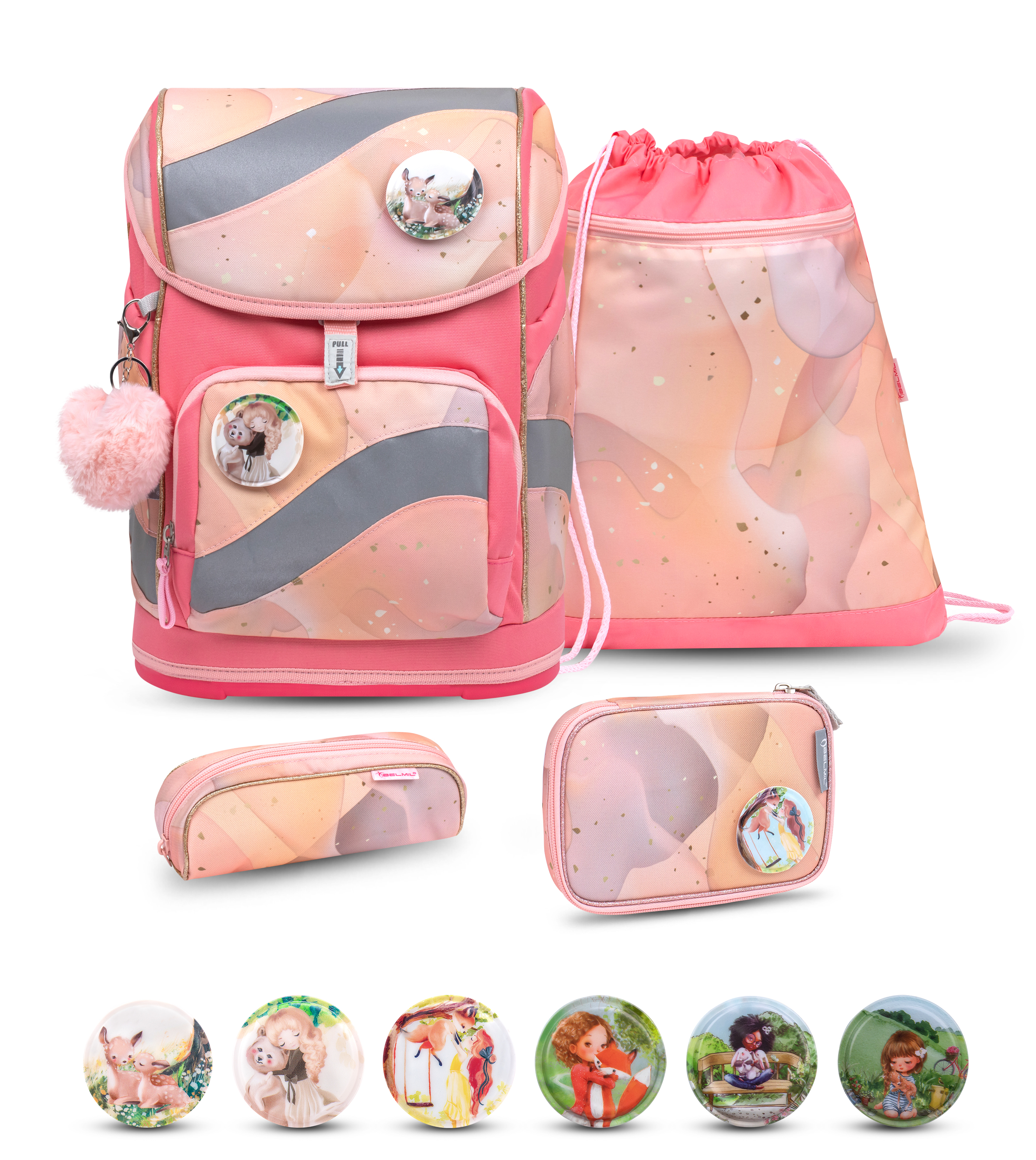 5-częściowy zestaw saszetek Smarty z 6 naszywkami - Marble