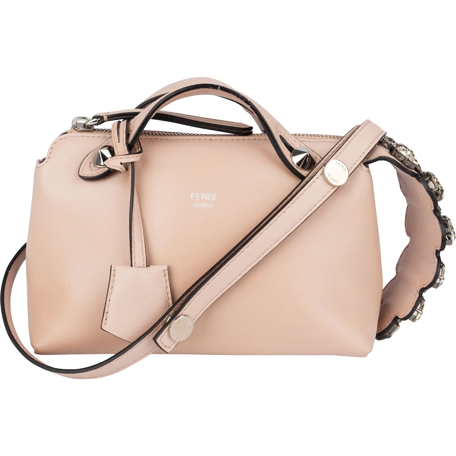 Fendi By The Way Mini Crystal Applique Calfskin Leather Crossbody Bag