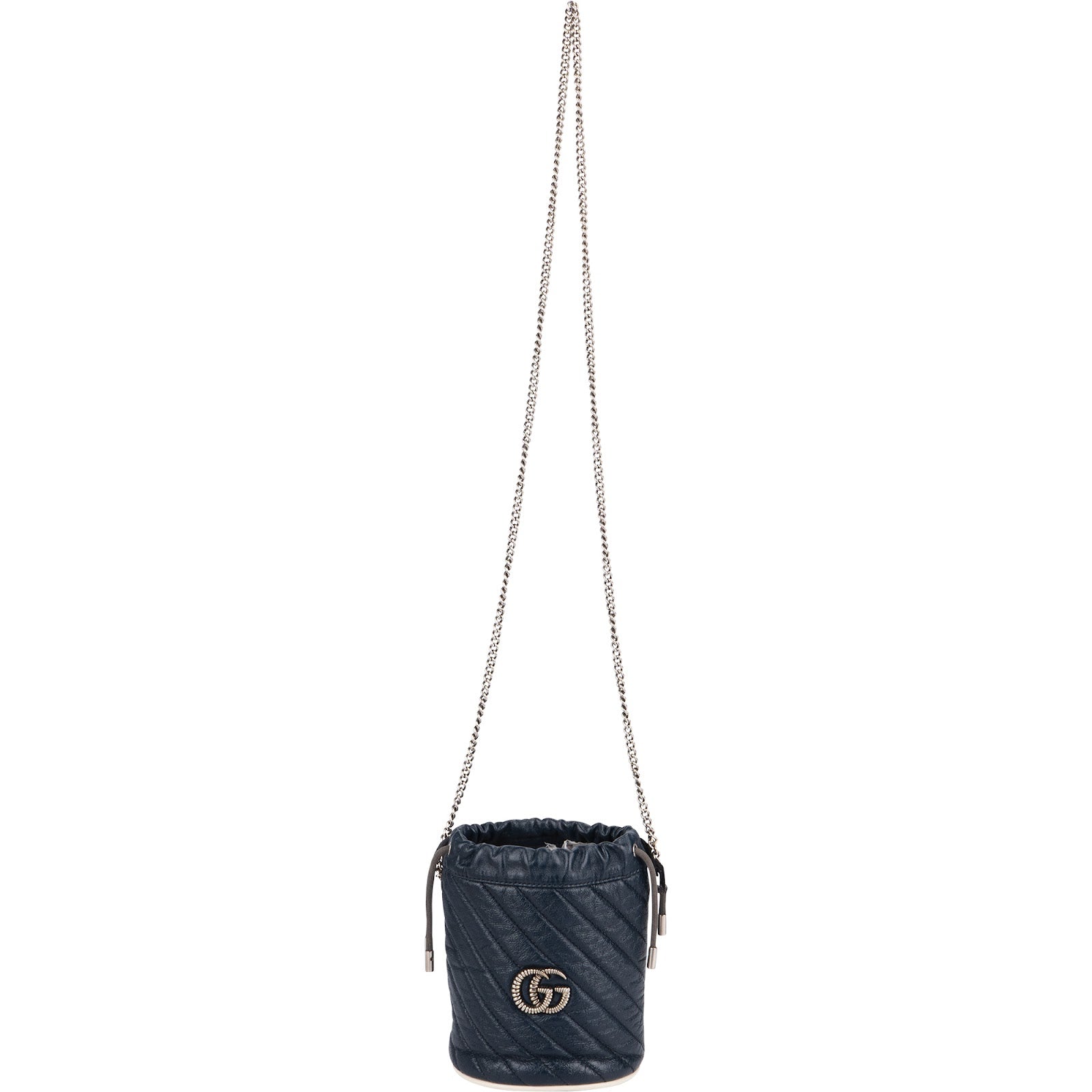 Gucci Matelassé Chevron Leather GG Marmont Mini Bucket