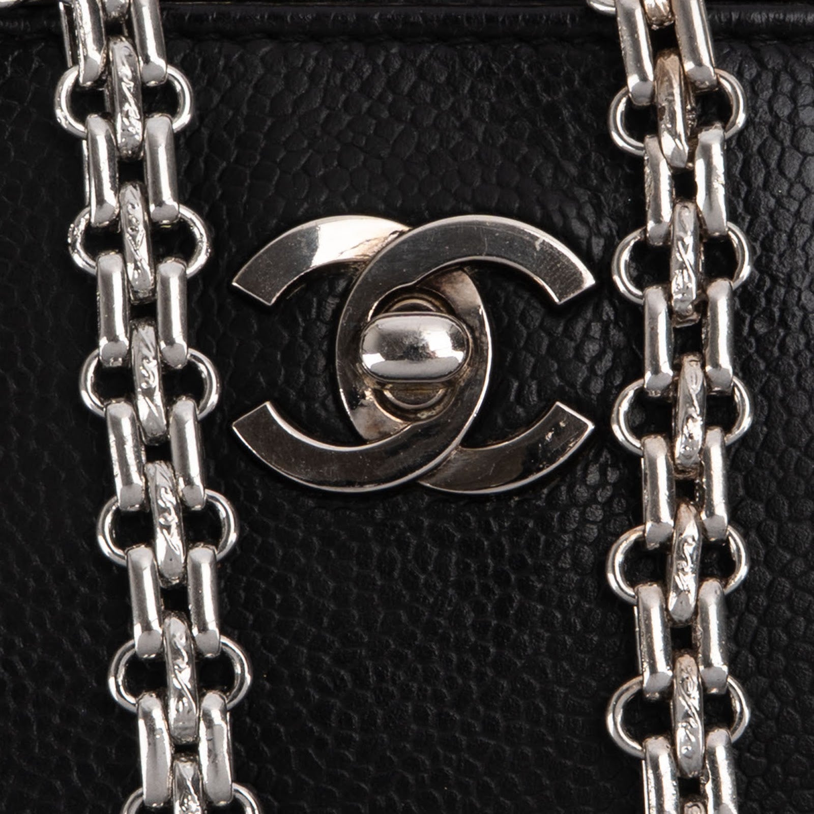 Chanel Caviar Leather Bijoux Chain Tote Shoulder Bag