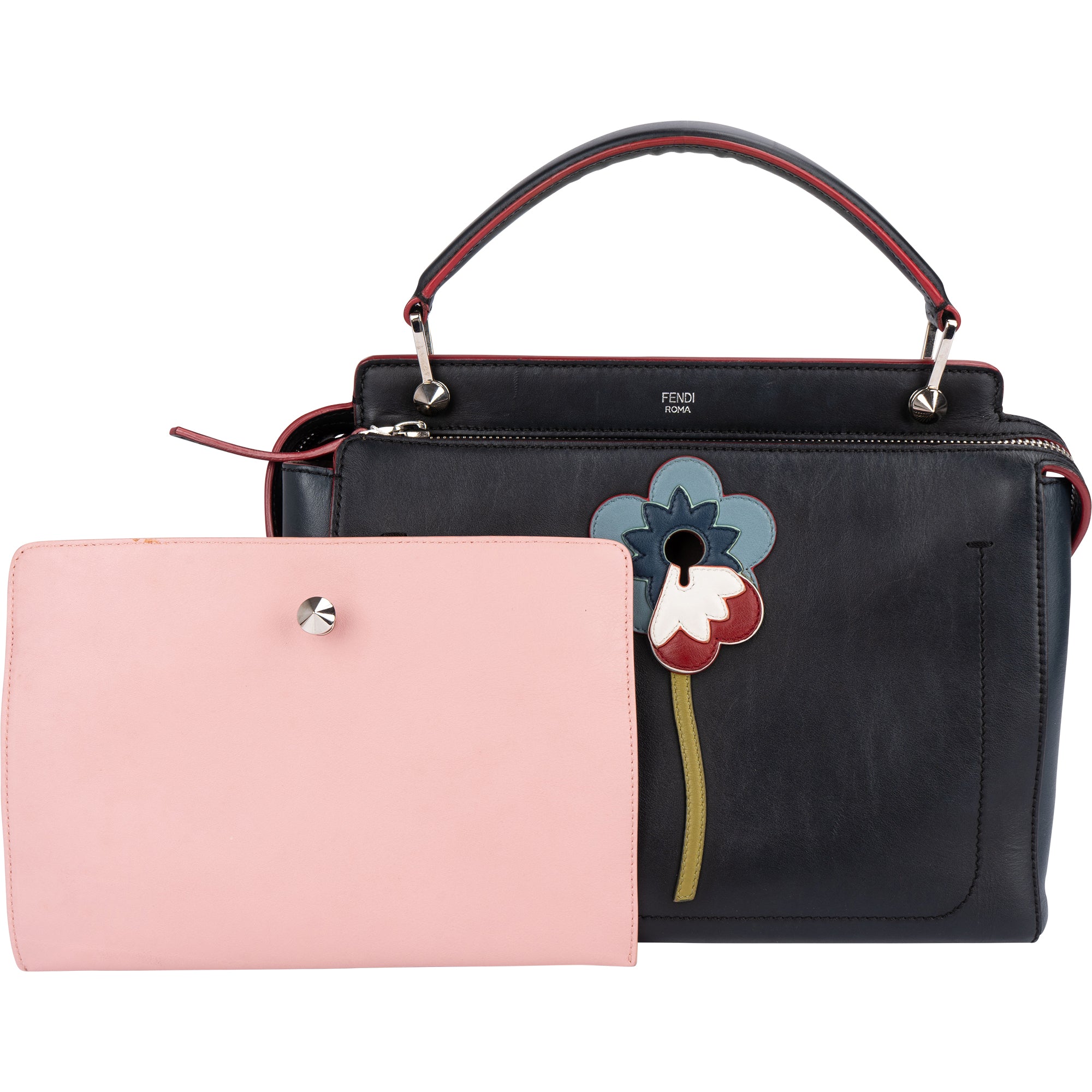 Fendi Bicolor Leather Flowerland 2 in 1 Dotcom Handbag