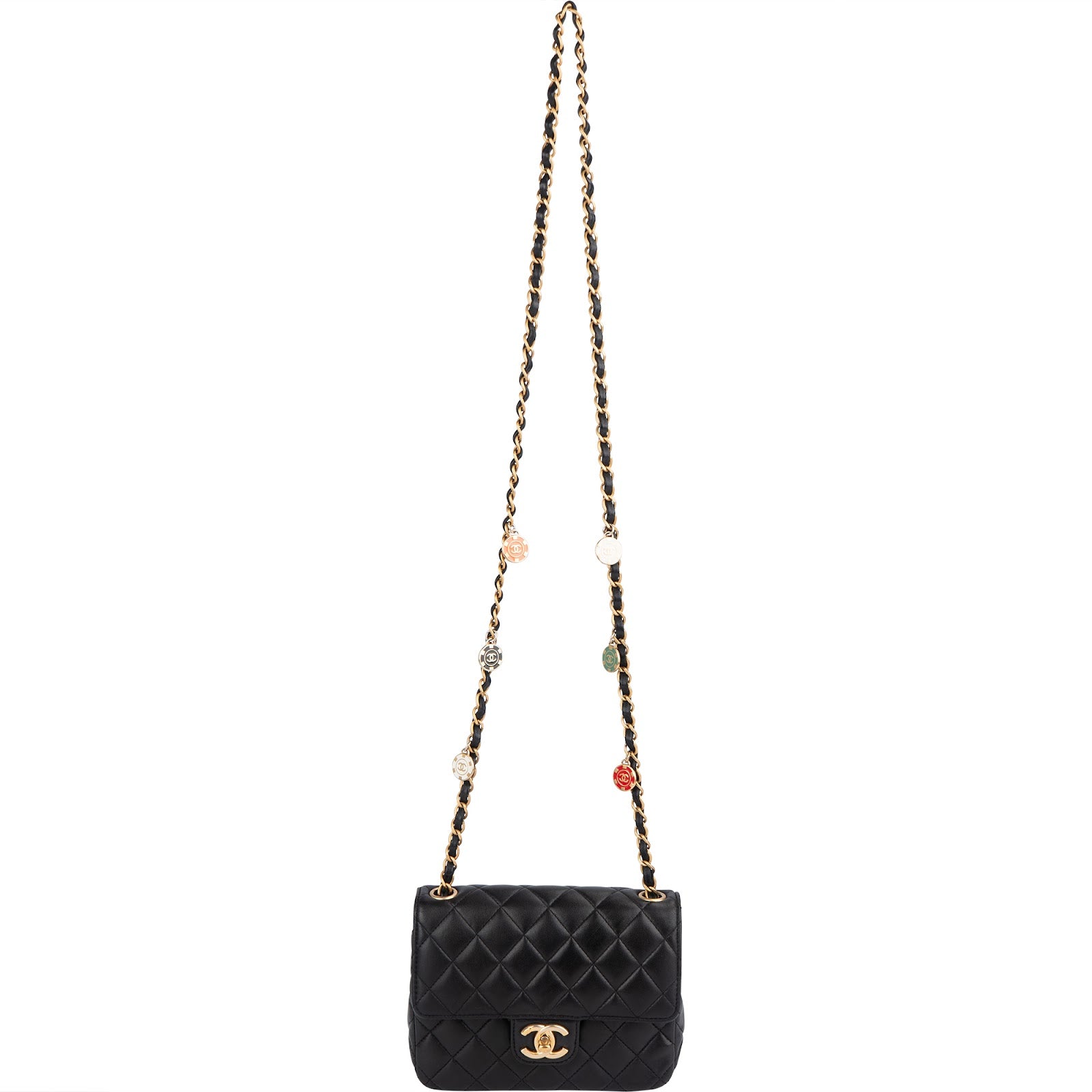 Chanel Quilted Lambskin Mini Rectangular Flap Casino Charms Crossbody Bag