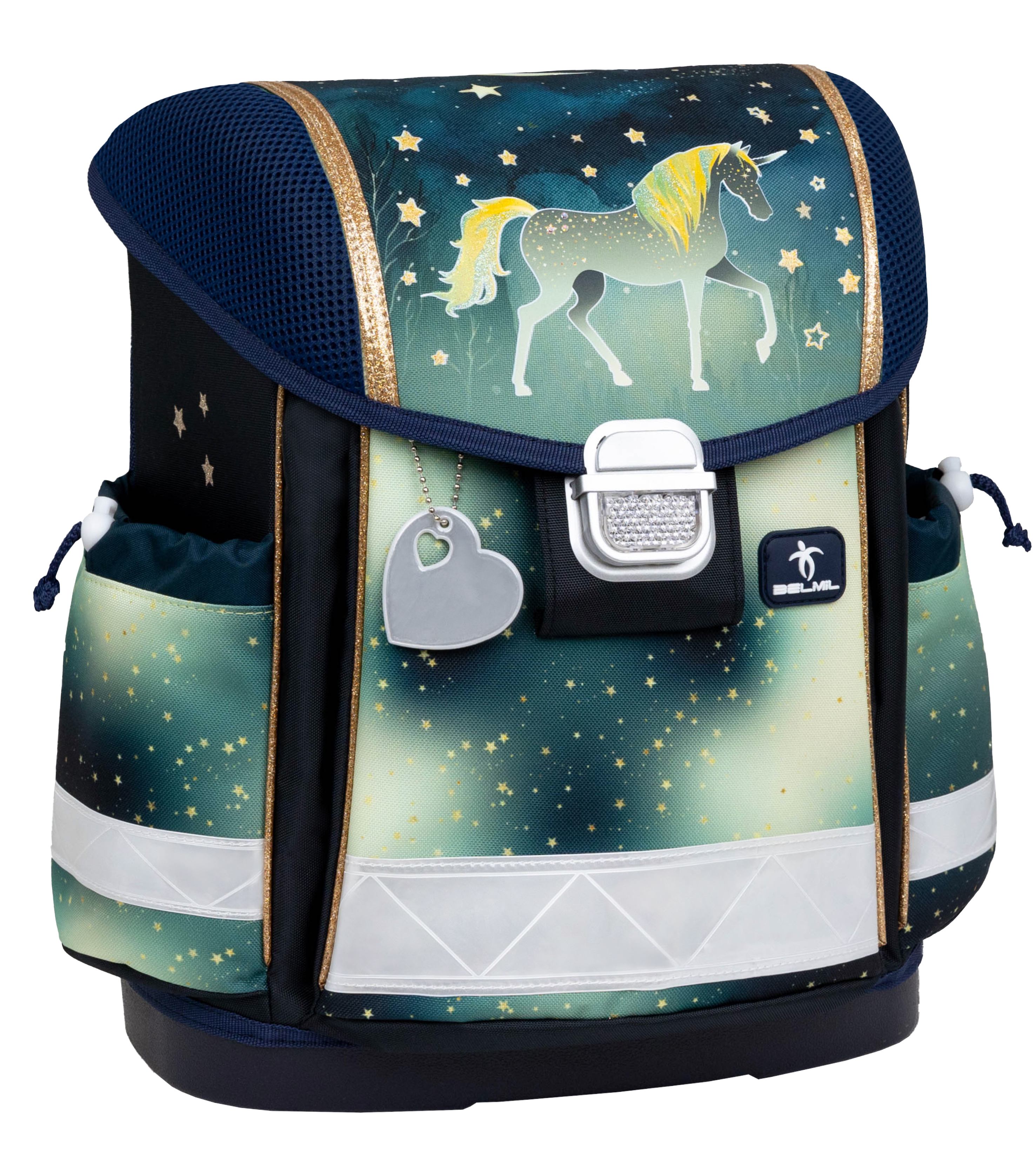 Classy 4-piece satchel set with chest strap - Sparkling Unicorn