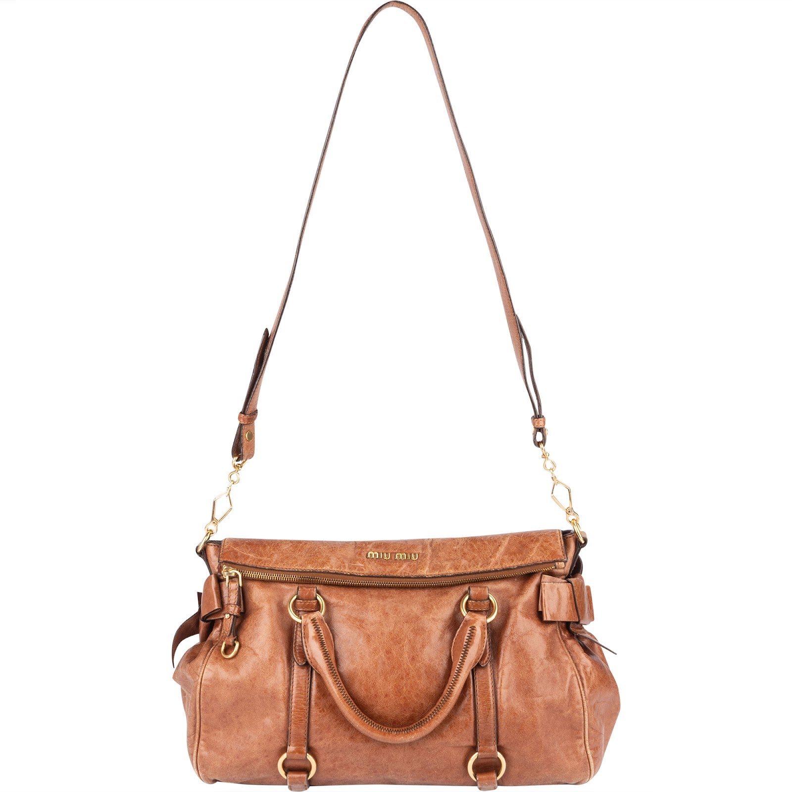 Miu Miu Vitello Lux Bow Handbag