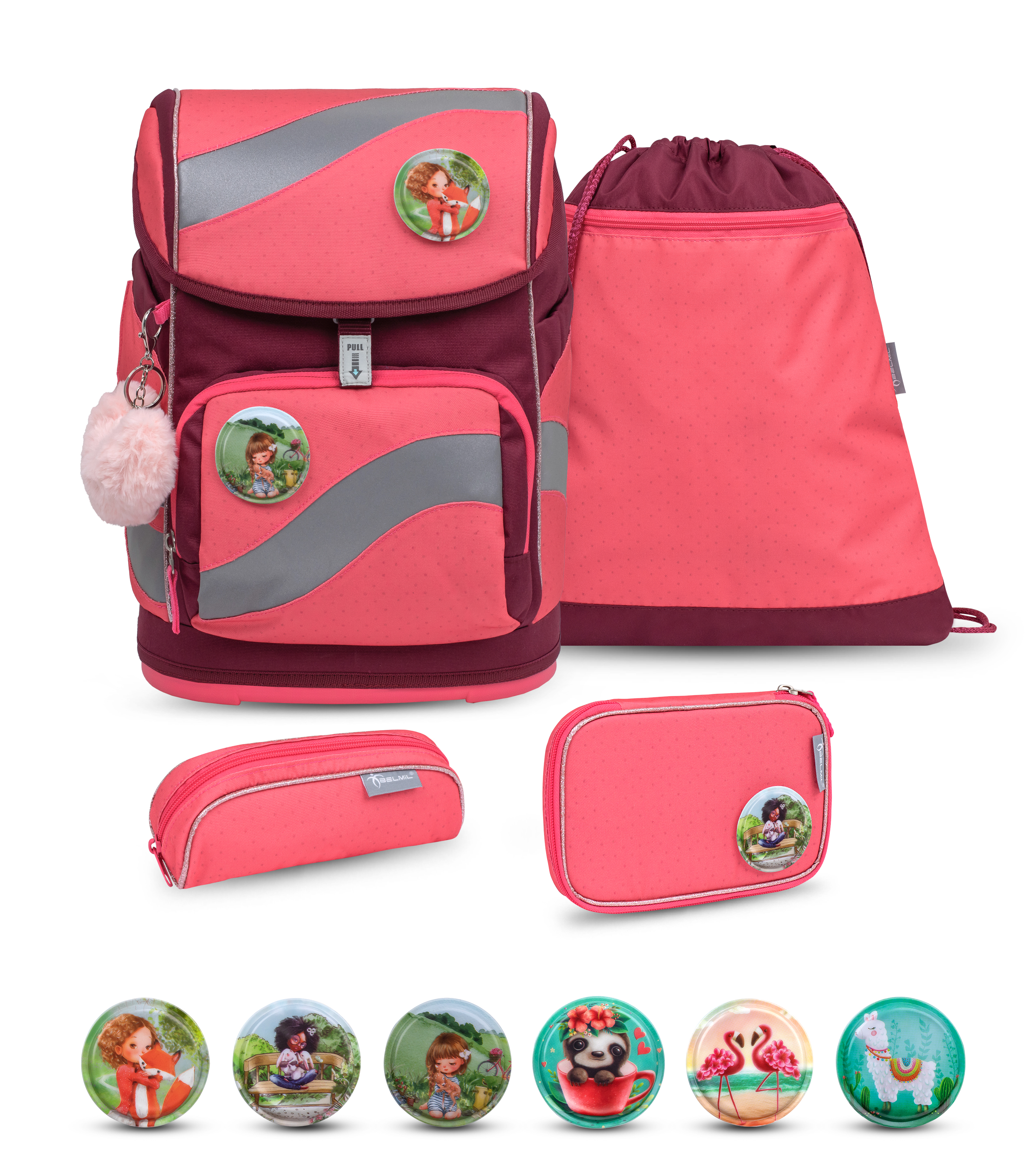 Smarty Schulranzen Set 5-teilig mit 6 Patches - Sweet Candy
