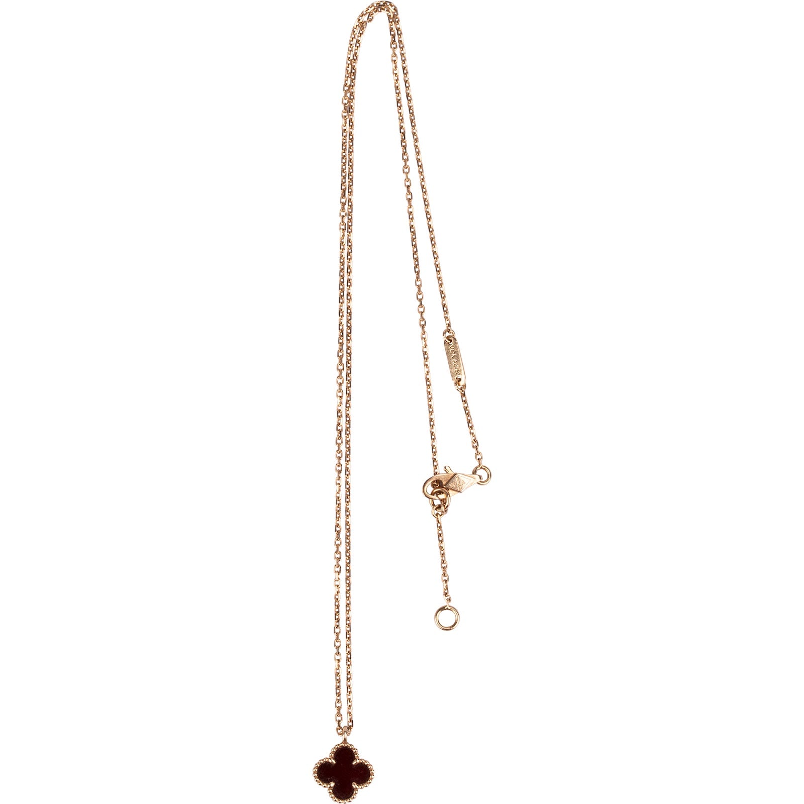 Van Cleef & Arpels – Mini Alhambra Halskette mit Karneol-Anhänger