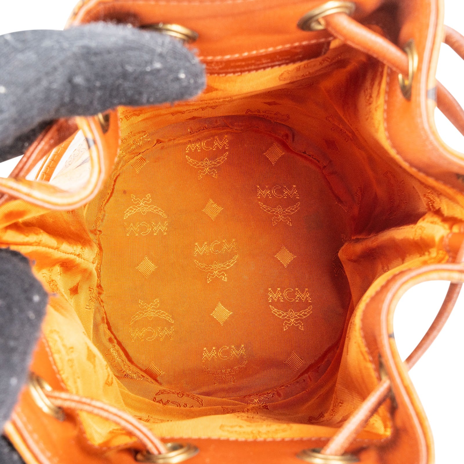 MCM Monogram Visetos Mini Drawstring Bucket Crossbody Bag