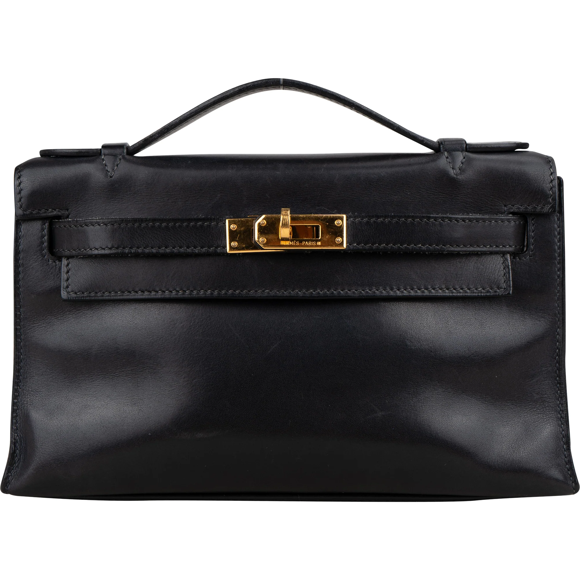 Hermès Noir Swift Leather Kelly Pochette Handbag