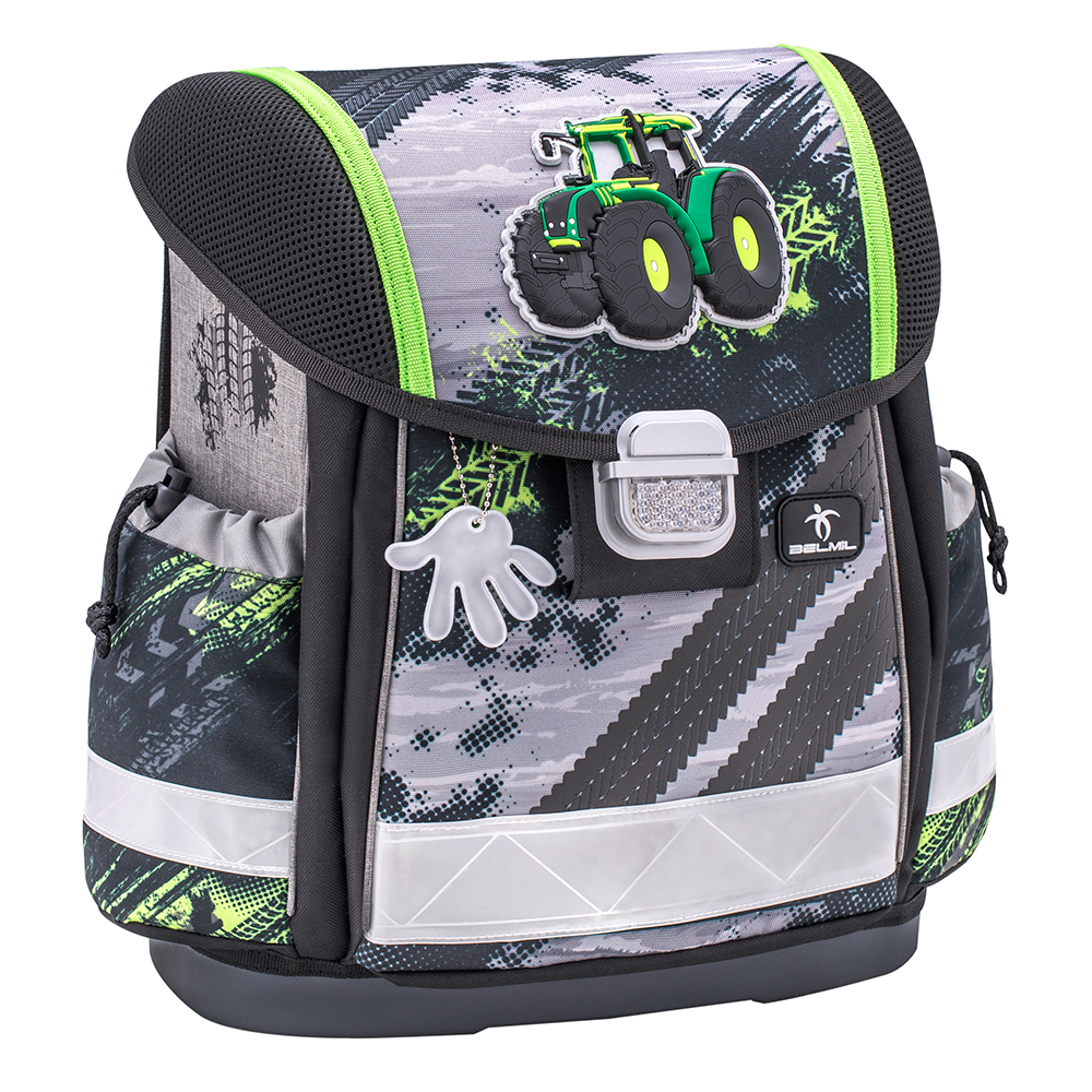 Classy Schulranzen-Set 4-teilig mit integriertem Brustgurt - Green Tractor