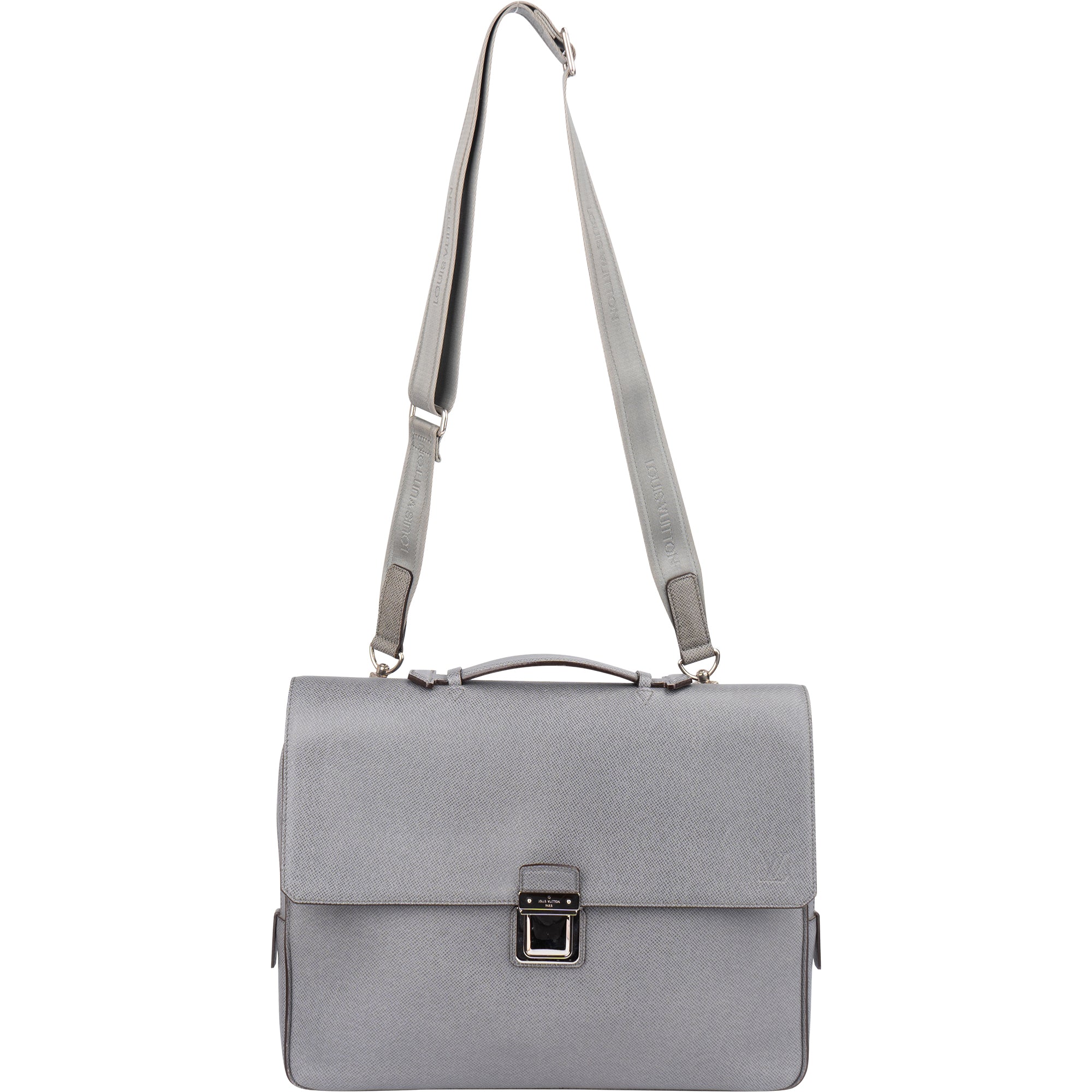 Louis Vuitton Gris Taiga Leather Vassili PM Business Handbag