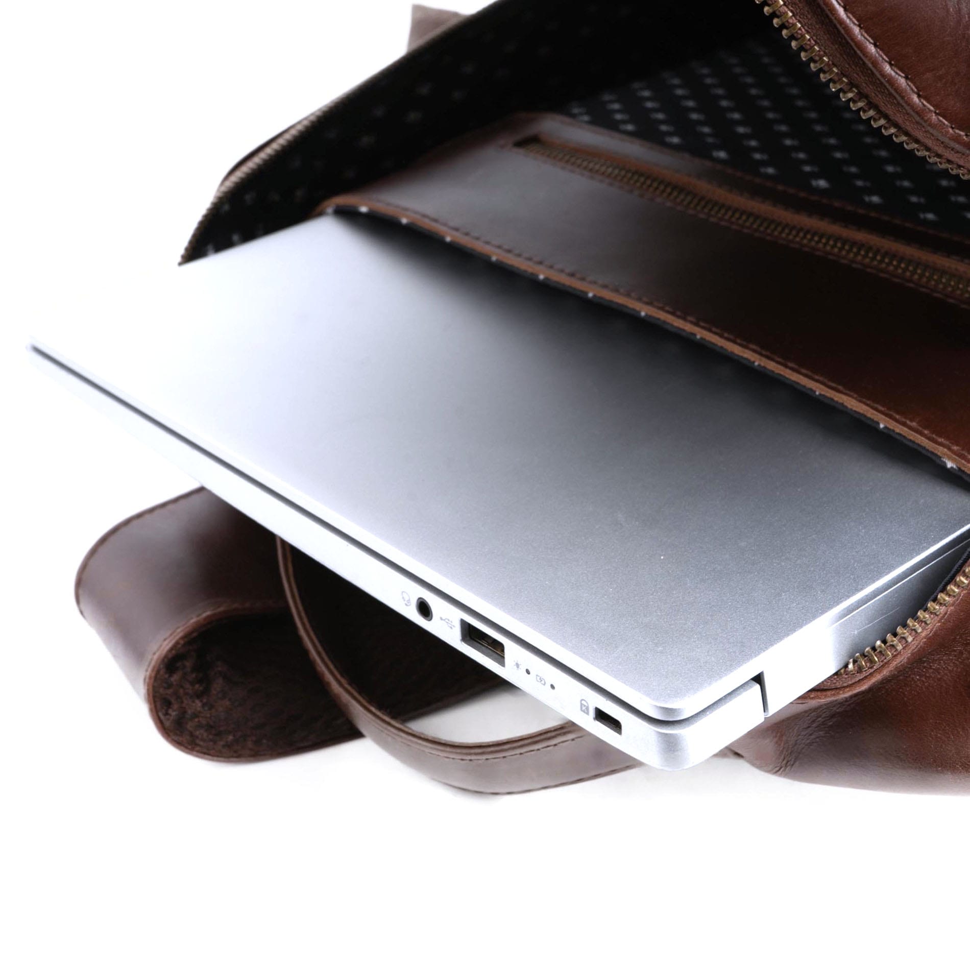 Lederrucksack Mik - BROWN/Dots