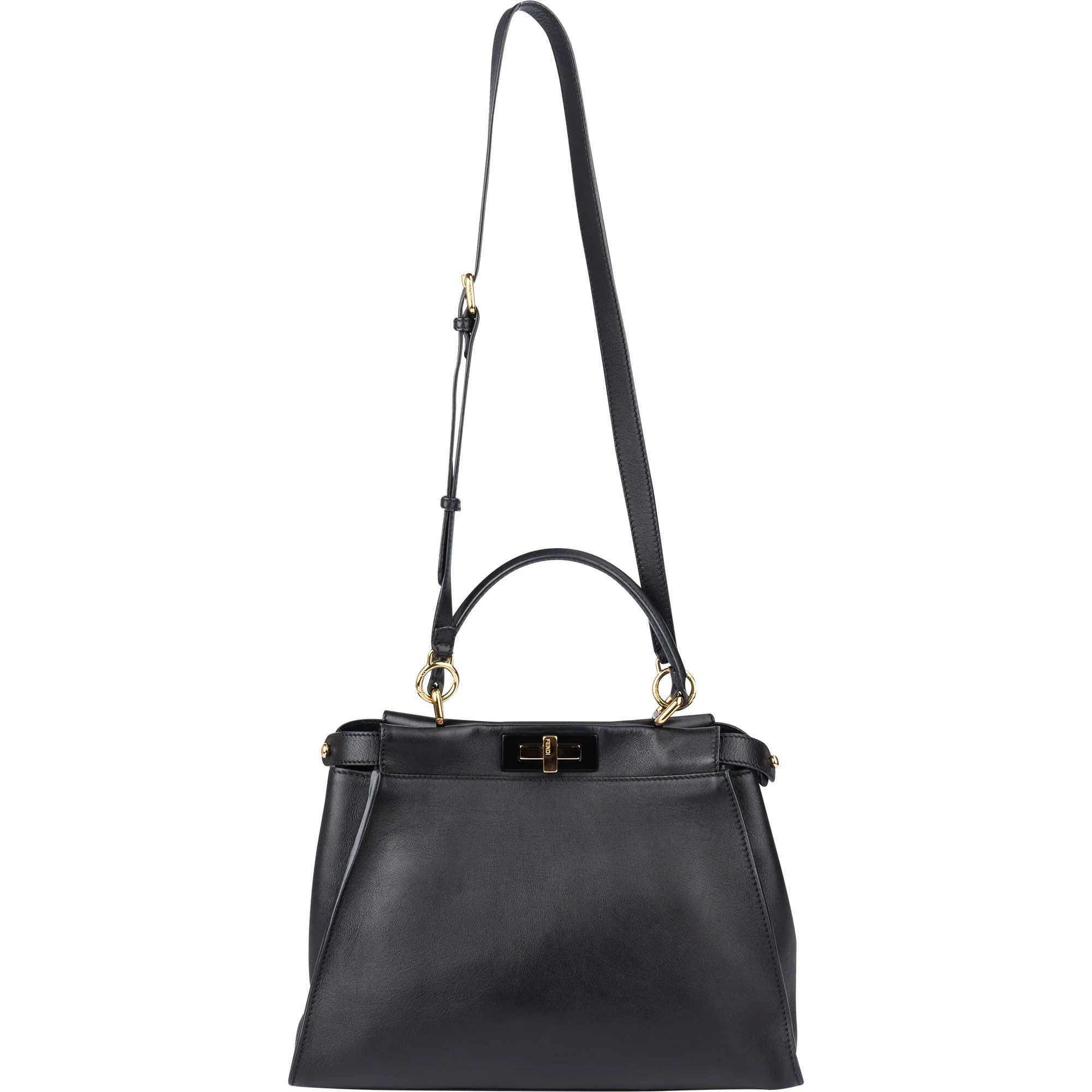 Fendi Black Leather Peekaboo Handbag