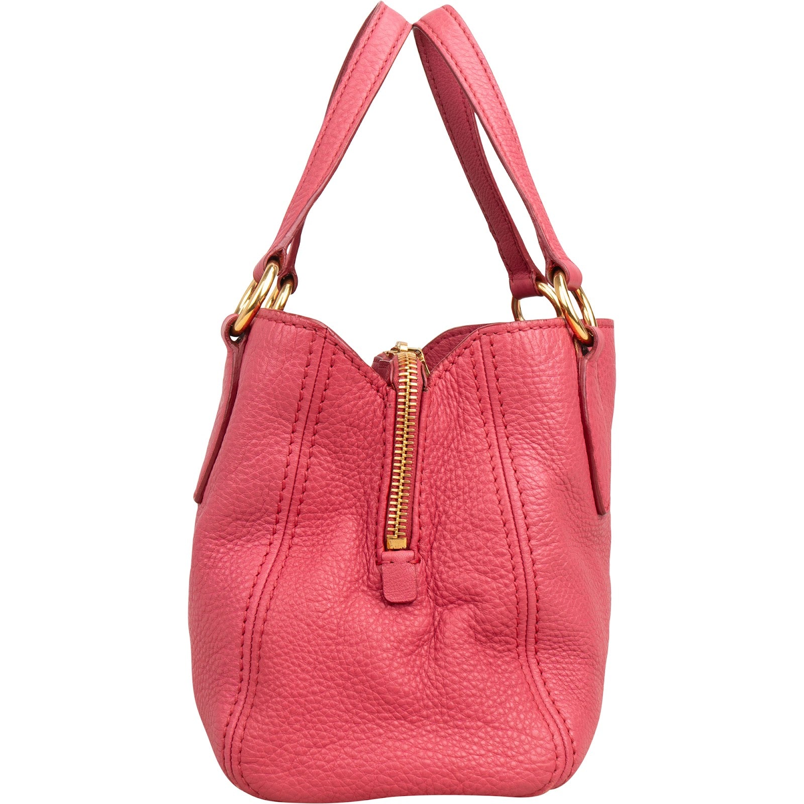Miu Miu Vitello Pink Grained Leather Tote Handbag