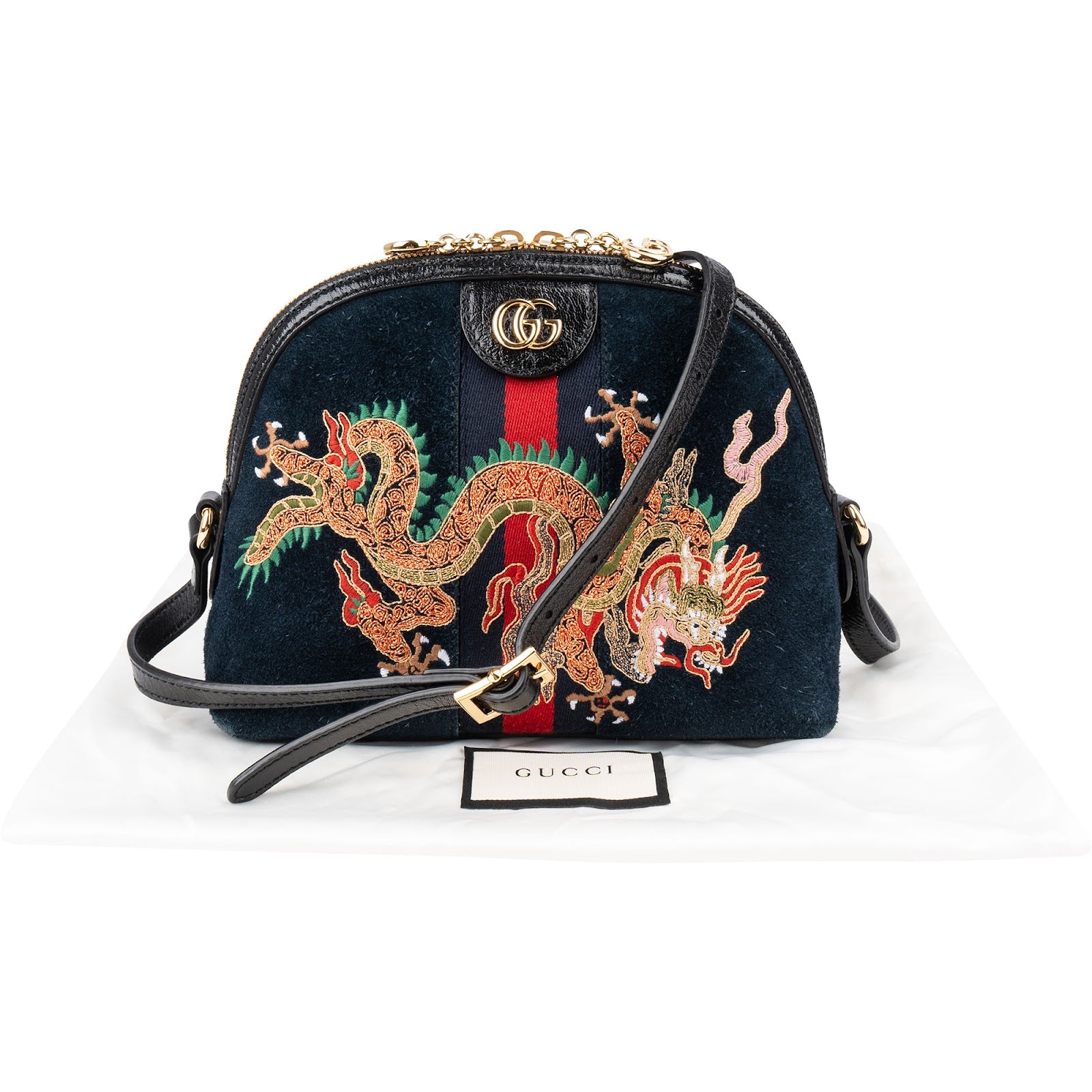Gucci - Ophidia GG Embroidered Dragon Crossbody Bag