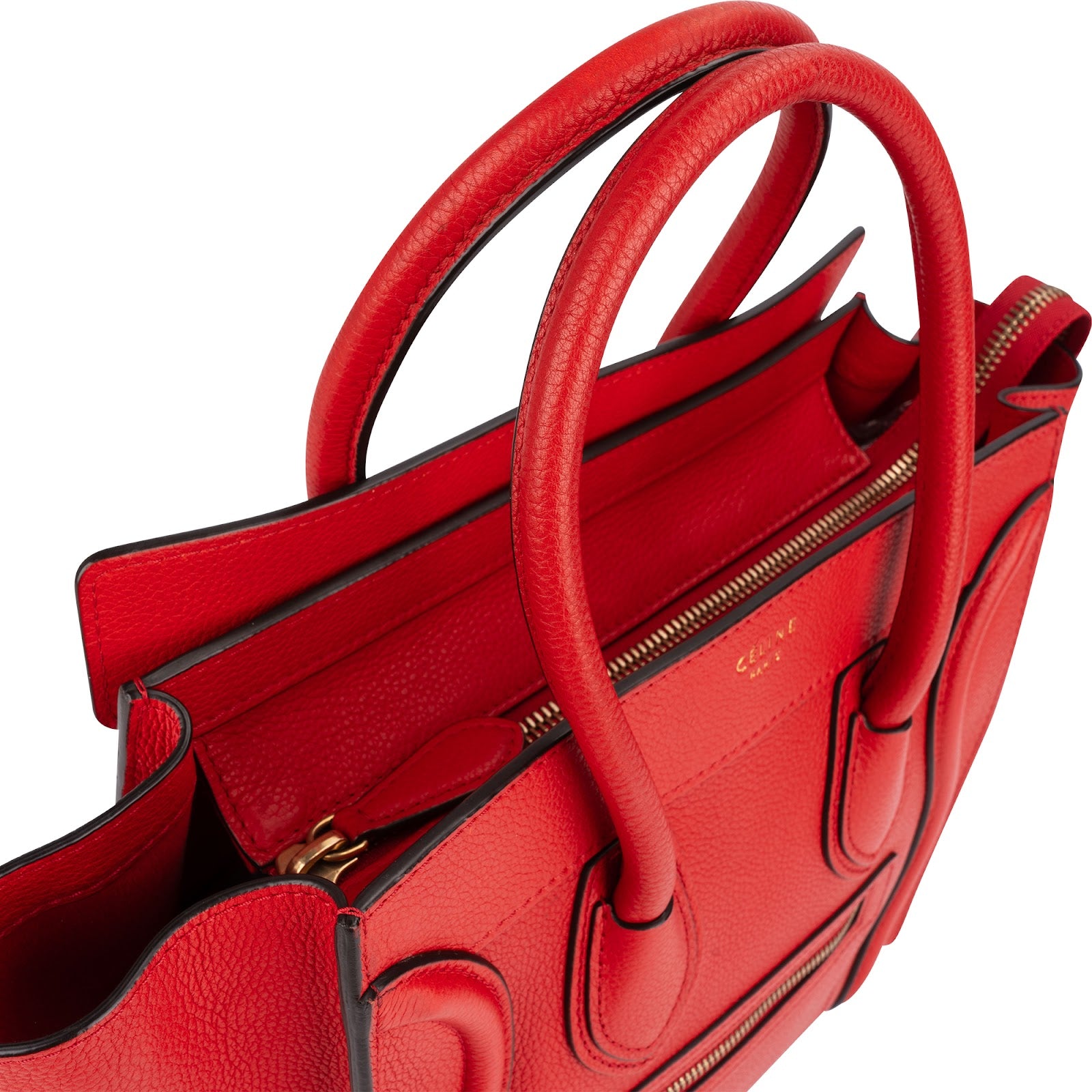 Céline Drummed Calfskin Nano Luggage Tote Handbag