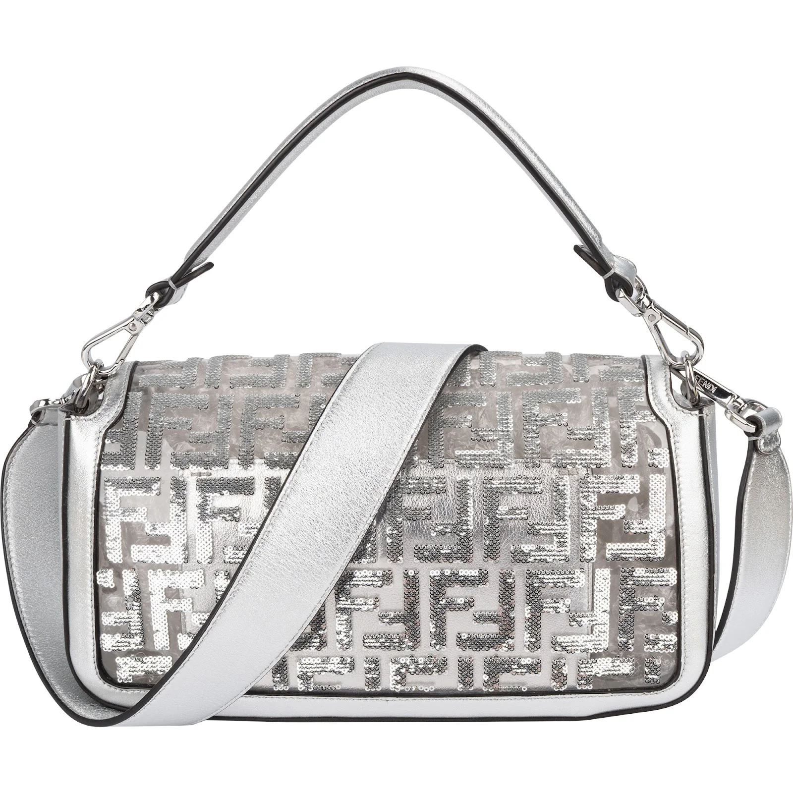 Fendi FF Sequin Embroidered Monogram Baguette Shoulder Handbag