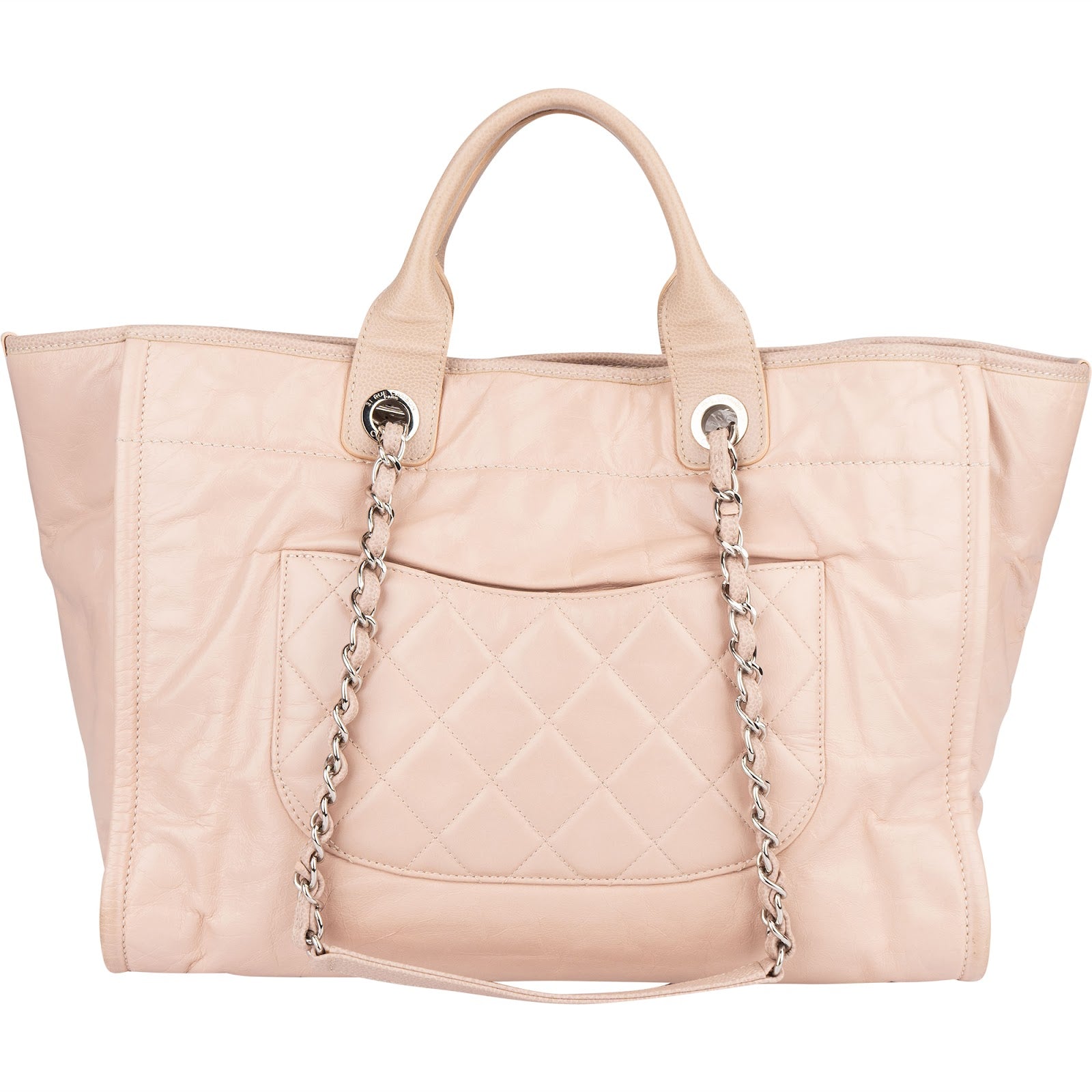 Chanel Rose Leather Shopper Deauville Shoulder Bag