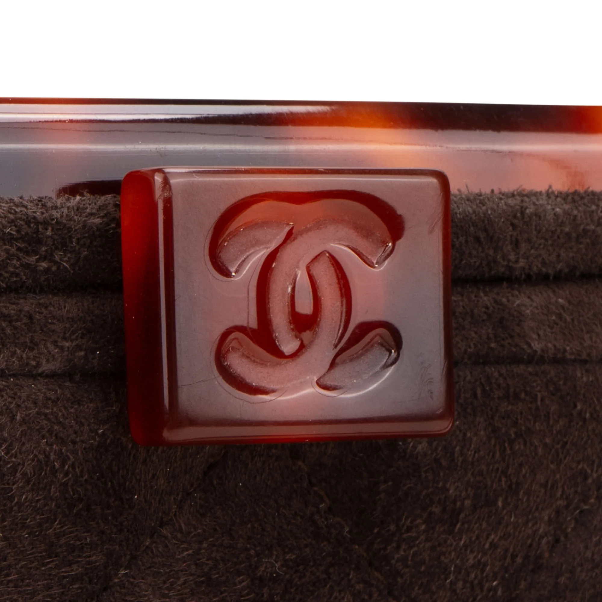 Chanel Quilted Suede Acrylic RARE 90s Vanity Handbag