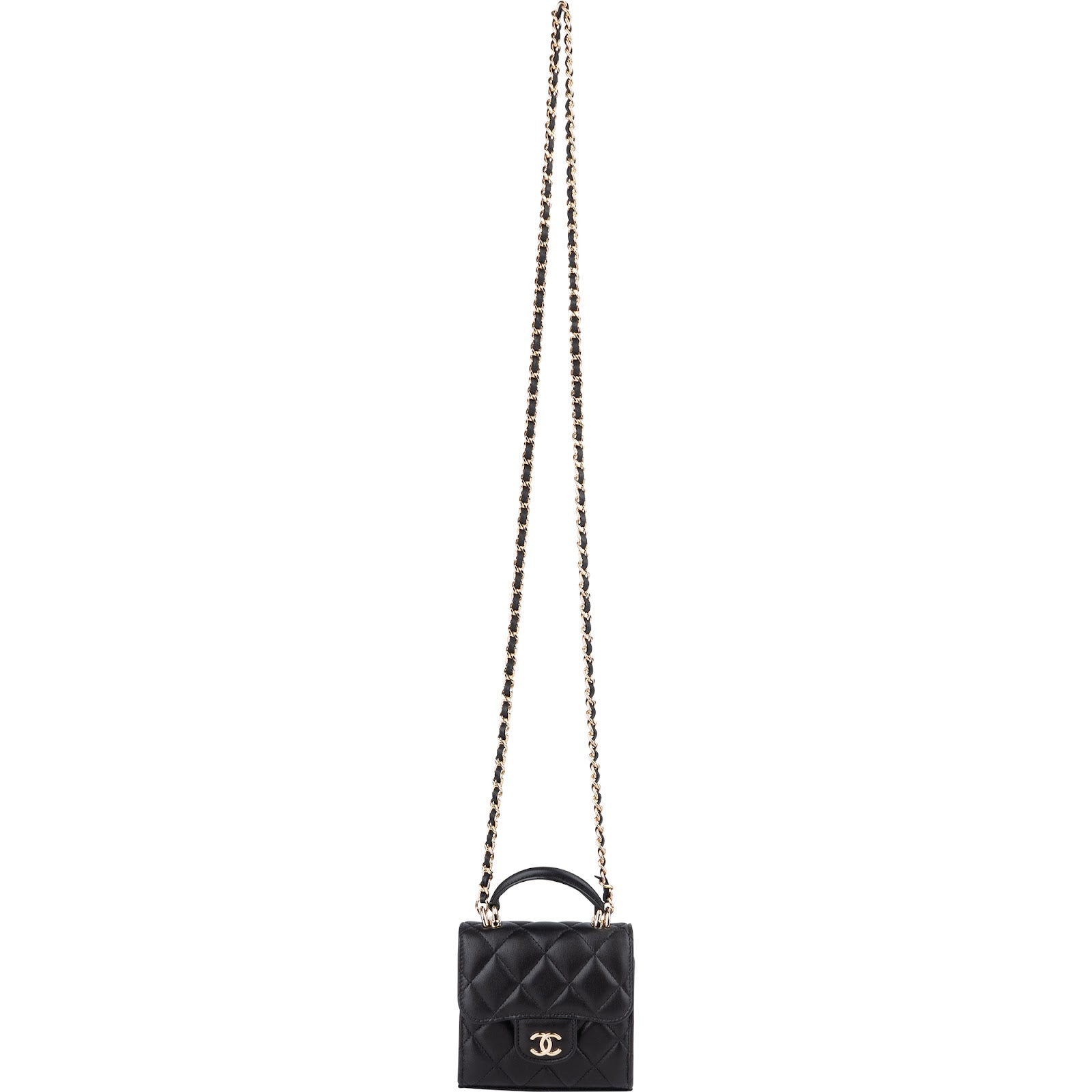 Chanel Quilted Lambskin Mini Single Flap with Top Handle Crossbody Bag