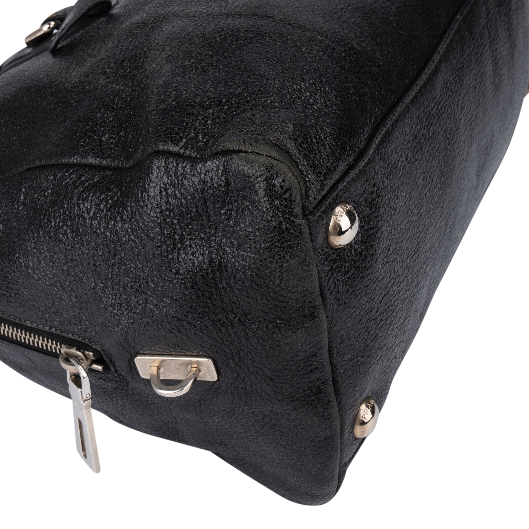 Prada Shimmering Leather City Boston Bag