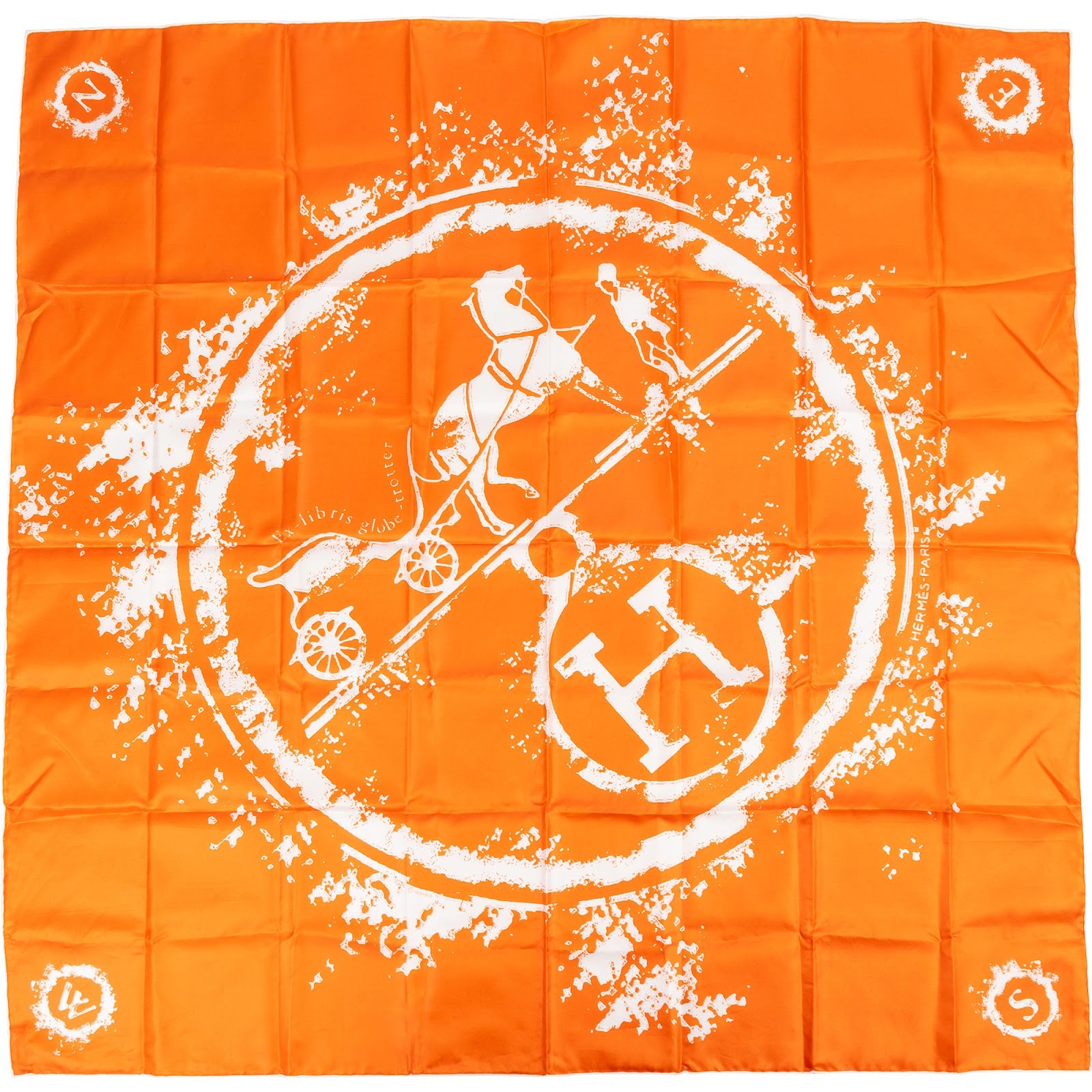 Hermès Ex-Libris Globe-Trotter Silk Tuch 70