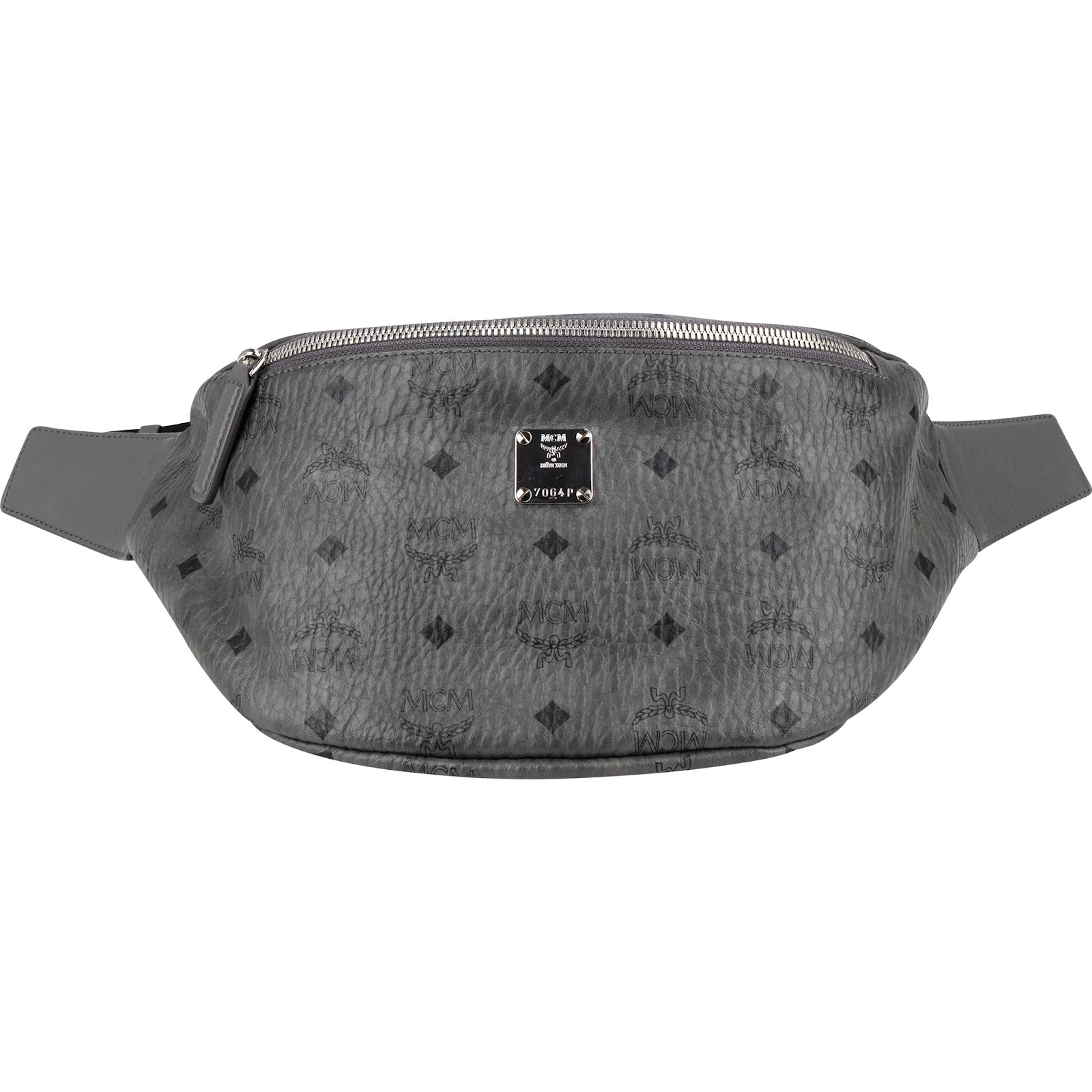 MCM Grey Visetos Monogram Belt Crossbody Bag